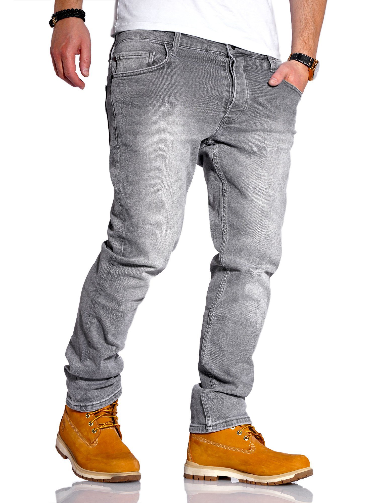 Rello & Reese Straight-Jeans Nick im geraden Schnitt grau