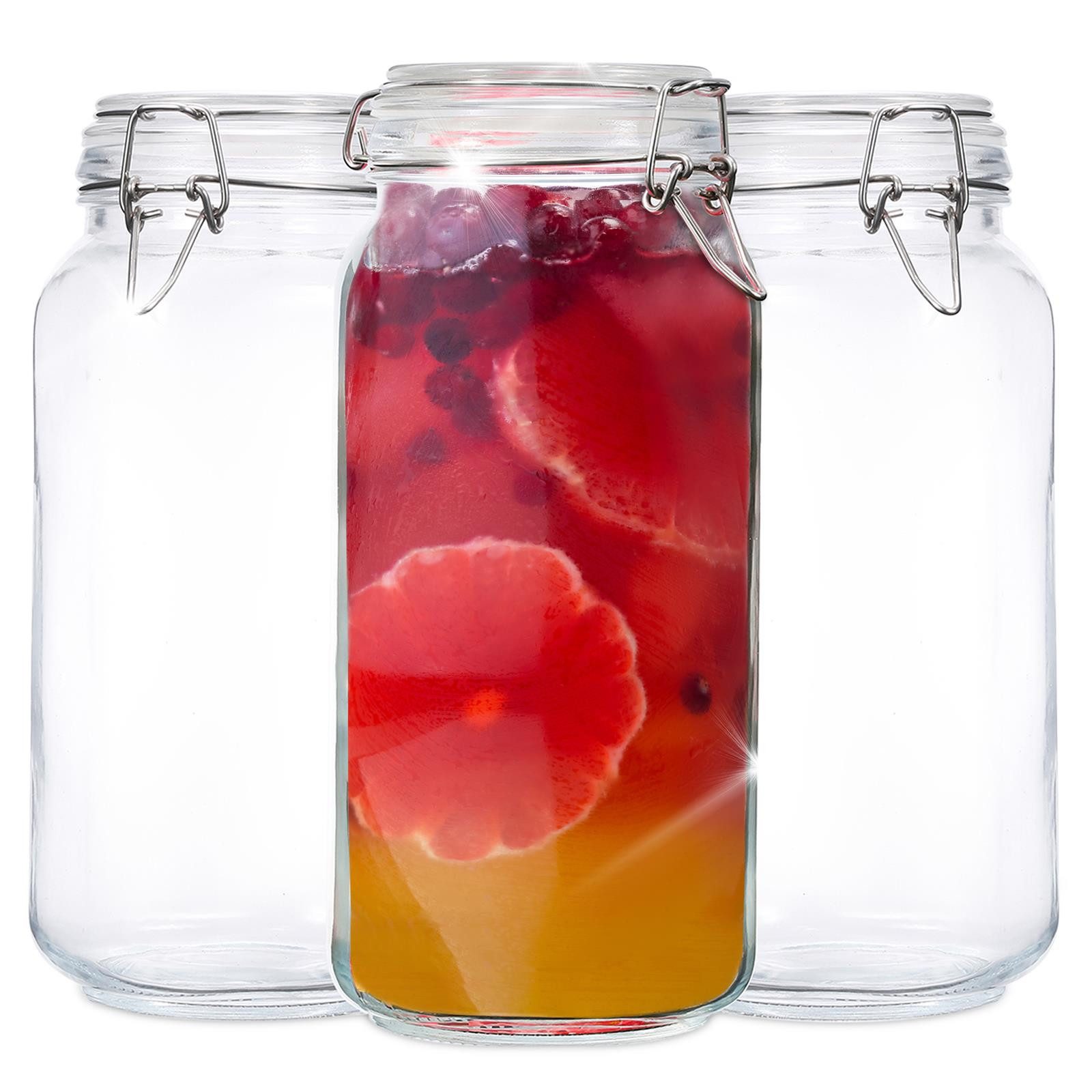 Fresh Master Einmachglas Vorratsgläser mit Drahtbügel-Verschluss, Glas, (3-tlg), mit Bügelverschluss