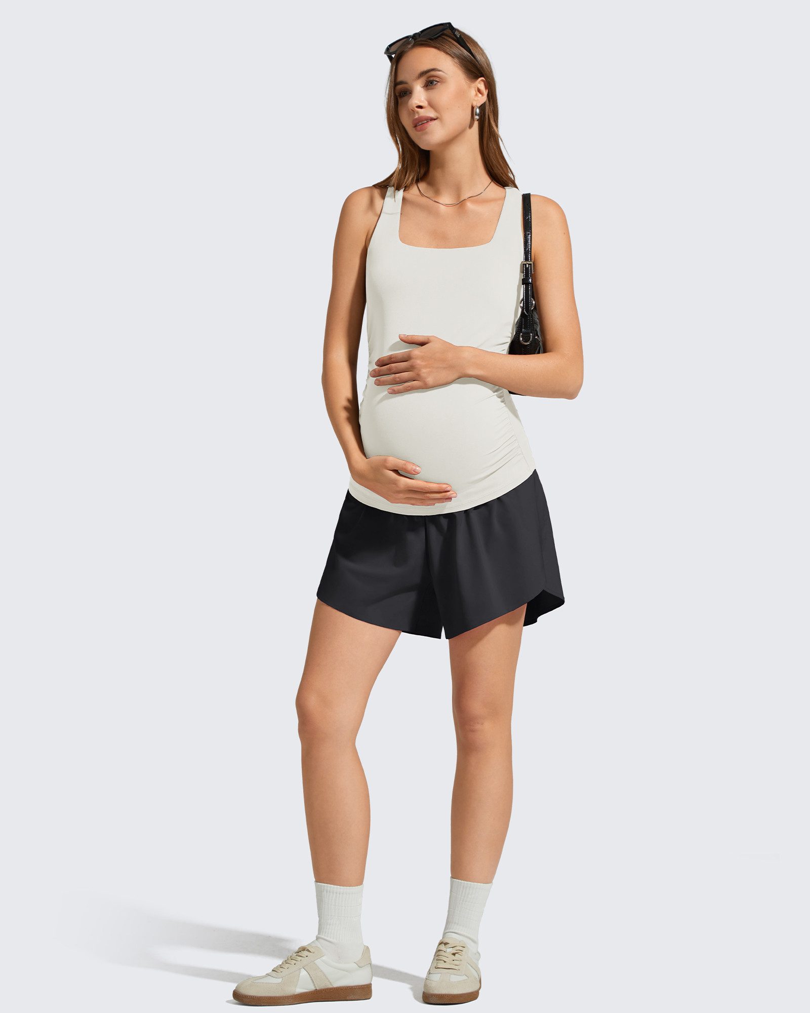 Umstandsshorts Damen Schwangerschafts-Sportshorts, High Waist Yoga Shorts