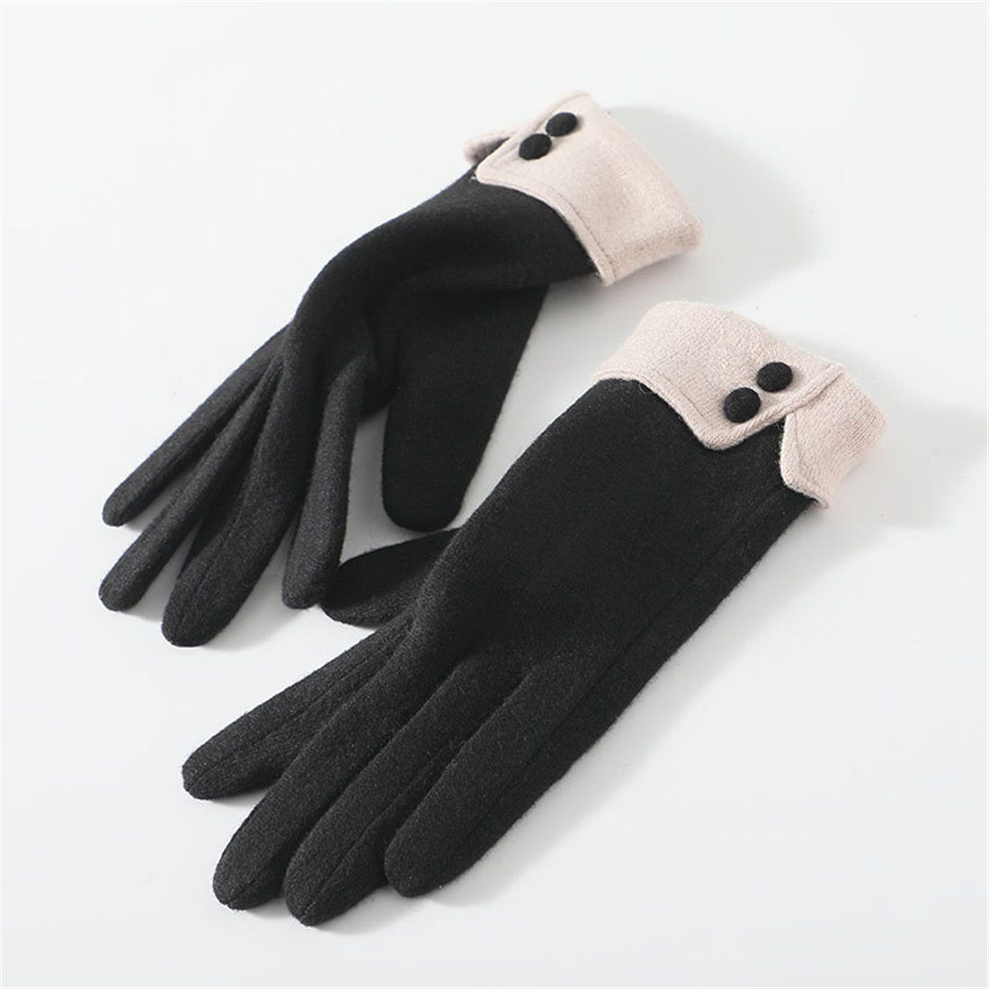 DÖRÖY Fleecehandschuhe Damen Winter gepolsterte warme Reithandschuhe Handschuhe,faux Kaschmir Schwarz