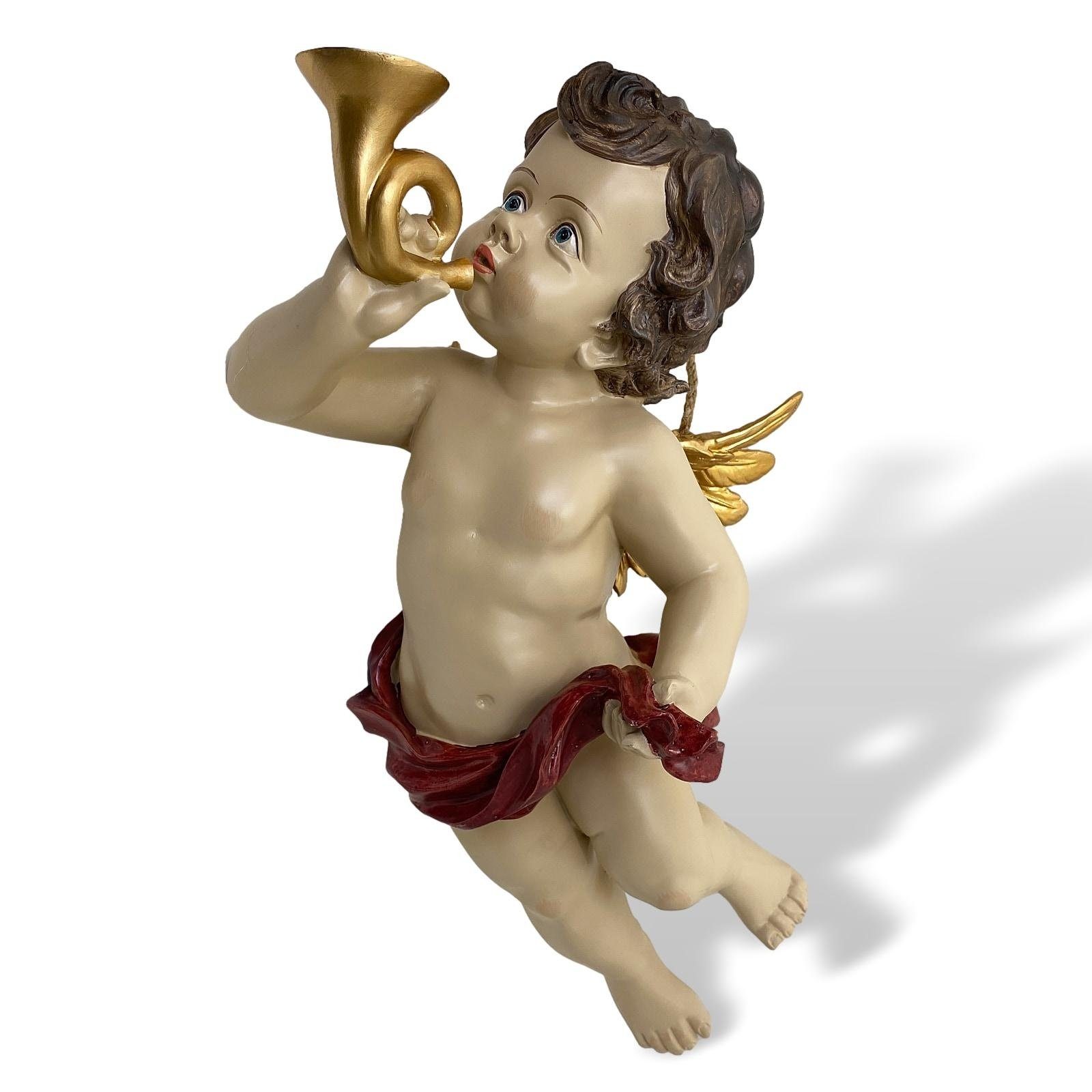 Ant Figur 43cm zum Weihnachten Dekofigur Putte Aufhängen Trompete Engel Aubaho Skulptur