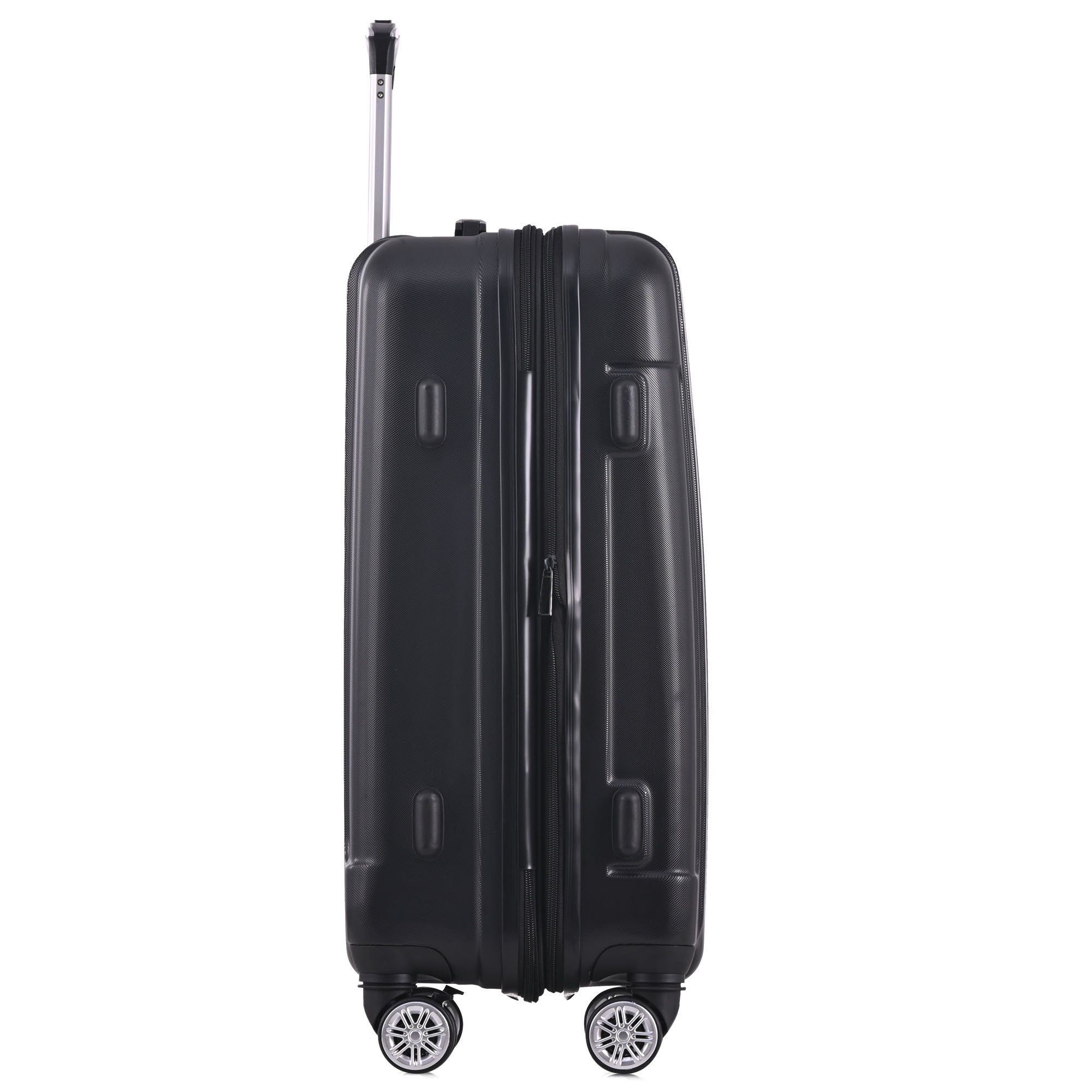 TSA-Schloss, ABS aus Ulife mit Hochwertiges Rollen, Schwarz 360°-Rollen Trolley 3-teiliges Koffer-Set 4