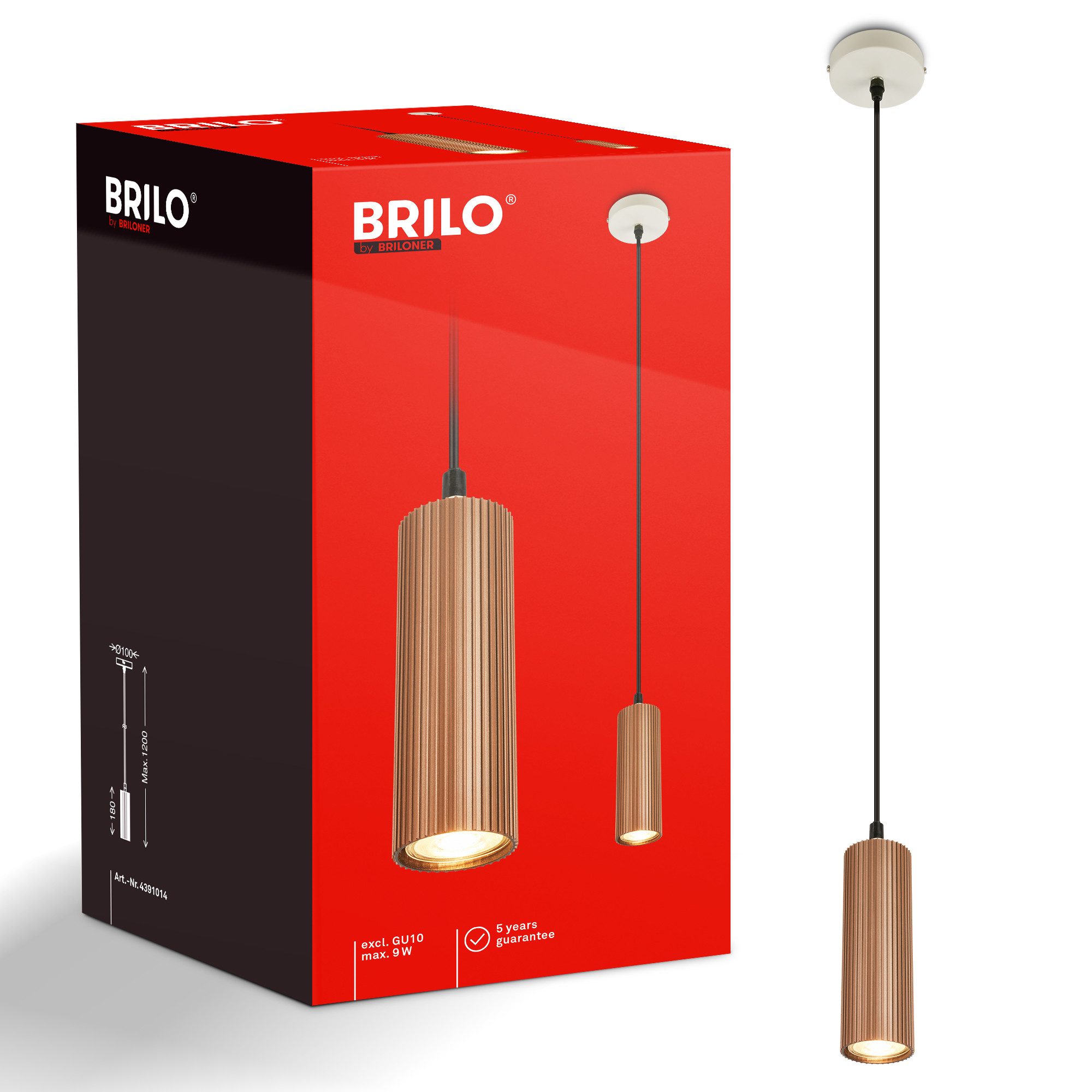 Briloner Leuchten LED Pendelleuchte IDA, ohne Leuchtmittel, Ø10 cm, Esszimmer, Esstisch, Wohnzimmer