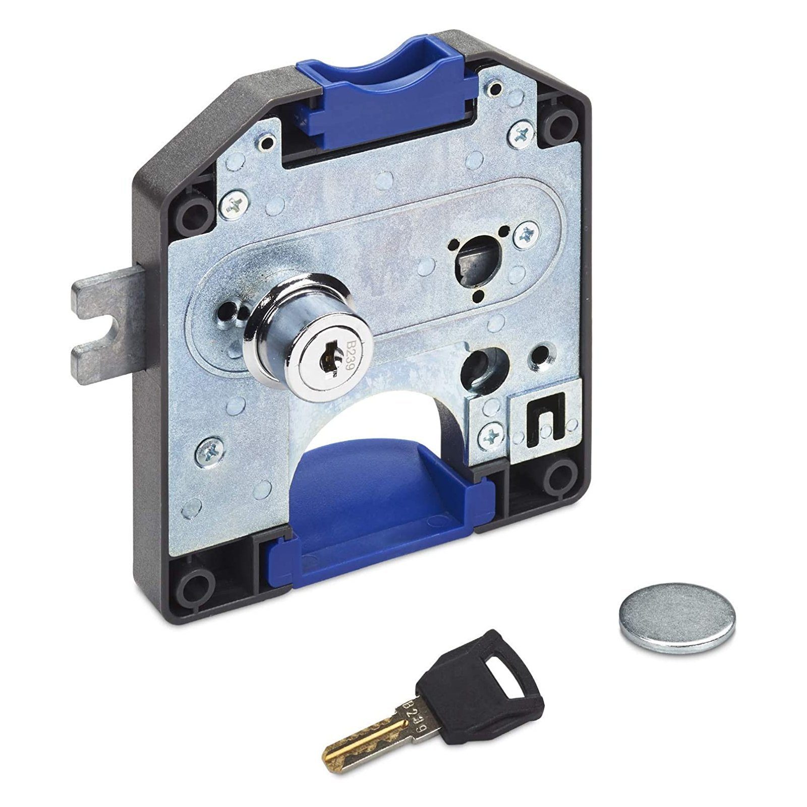 SO-TECH® Möbelschloss Münzschloss 110 x 125 x 18 mm für 1  Münzen Pfandschloss (1-tlg), Münzpfandschloss Spindschloss