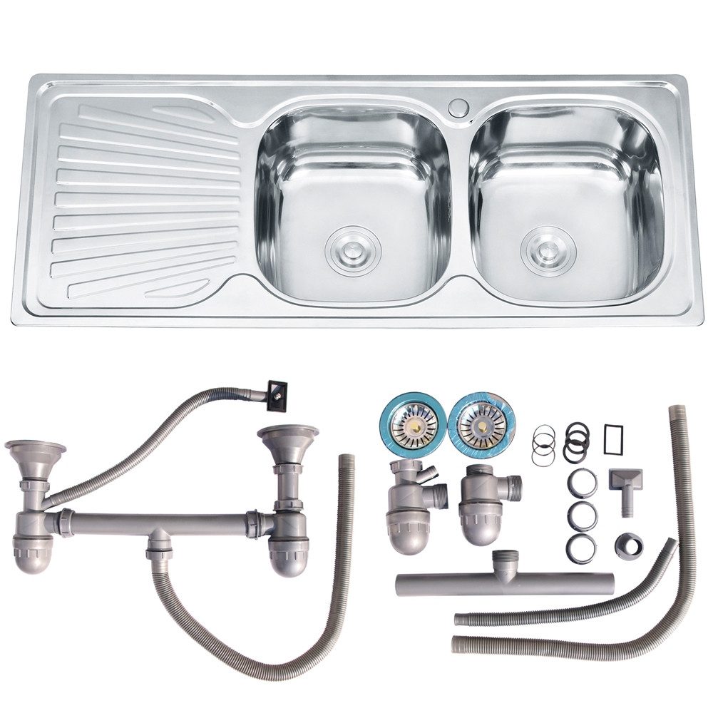 Melko Einbauspüle Küchenspüle Edelstahlspüle Einbauspüle 120CM Doppelspüle, günstig online kaufen