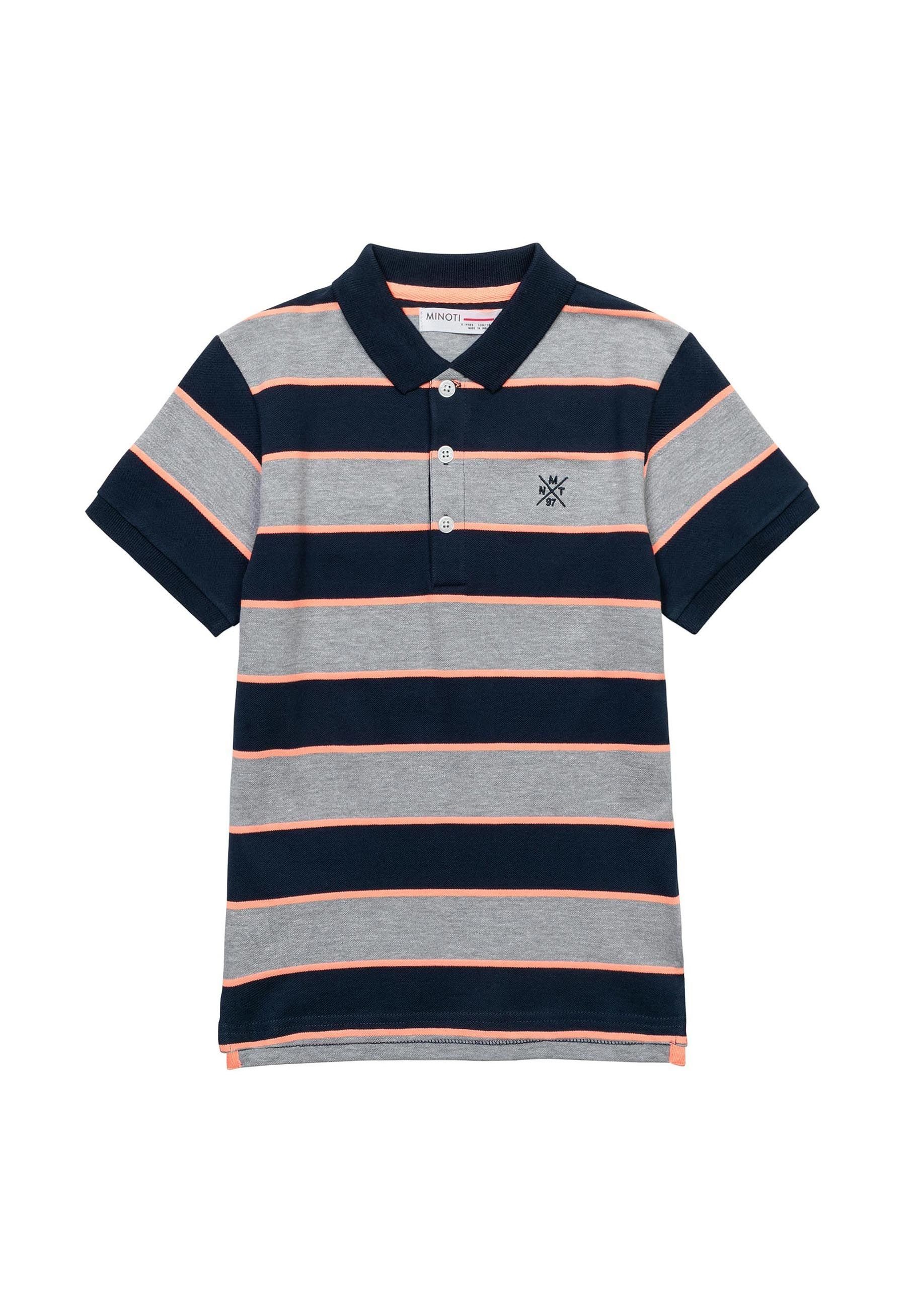 MINOTI Poloshirt Gestreiftes Poloshirt (1y-14y) Grau