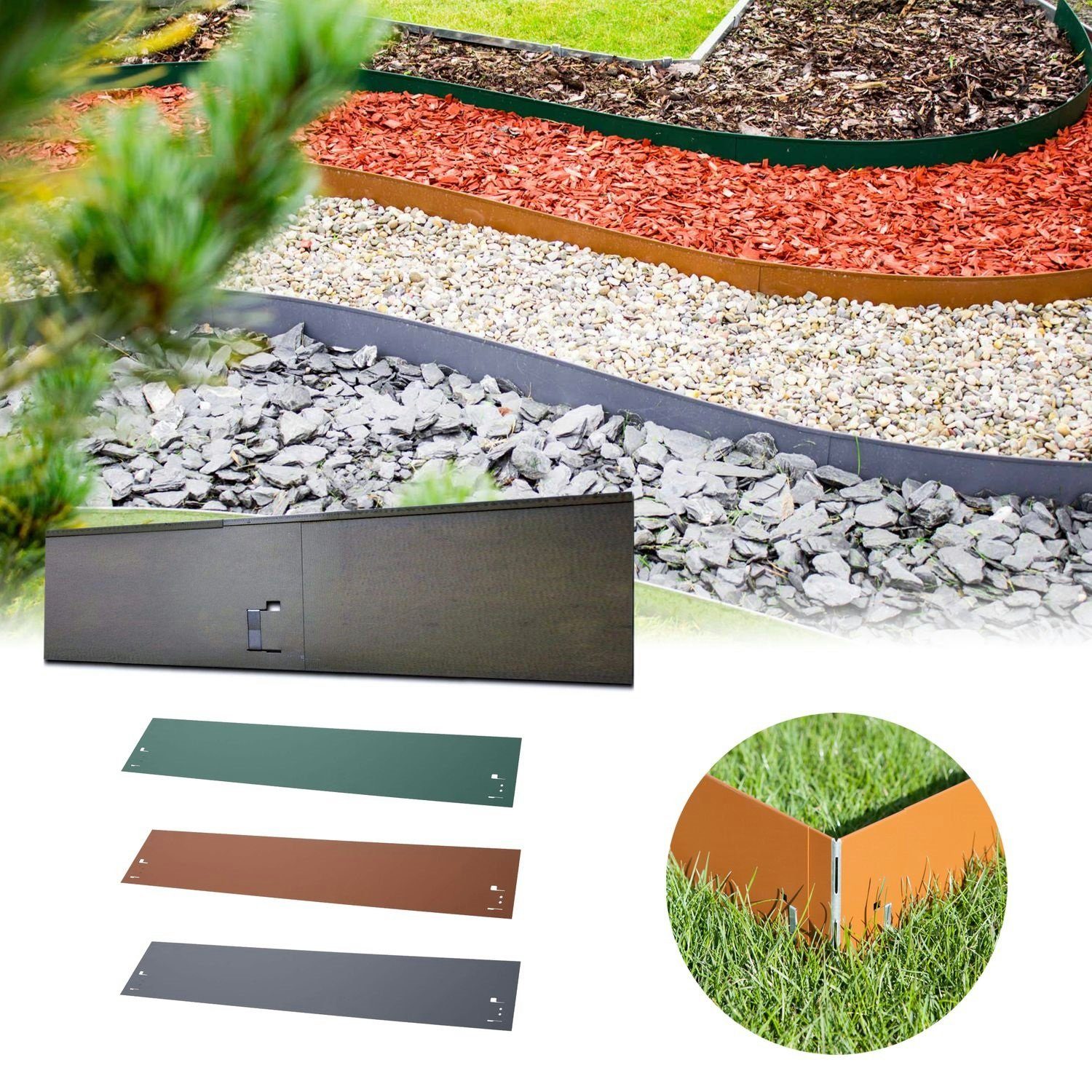 Green-split Rasenkante Rasenkanten Metall 18.5 cm x 120 cm Beeteinfassung