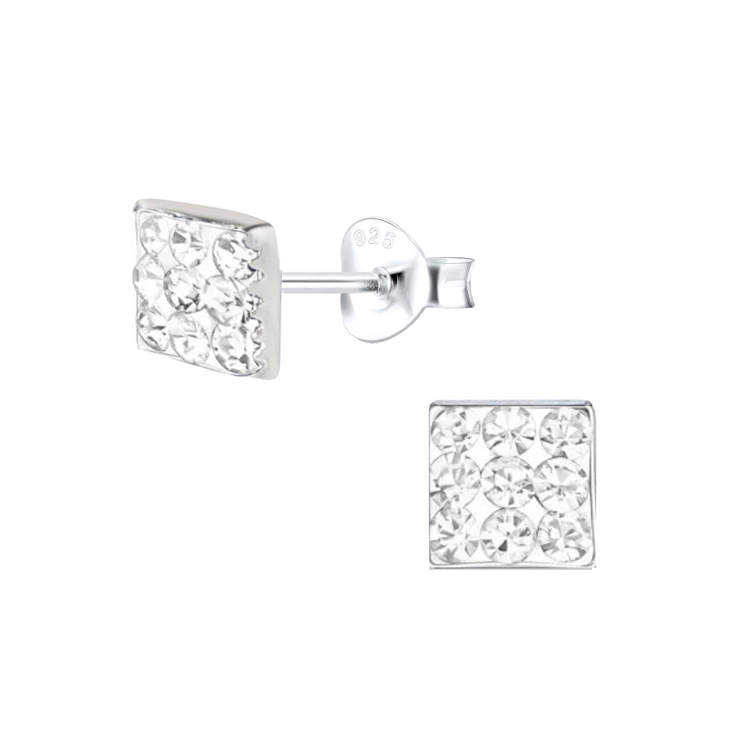 ALEXANDER YORK Paar Ohrstecker VIERECK Kristall weiß, 2-tlg., 925 Sterling Silber