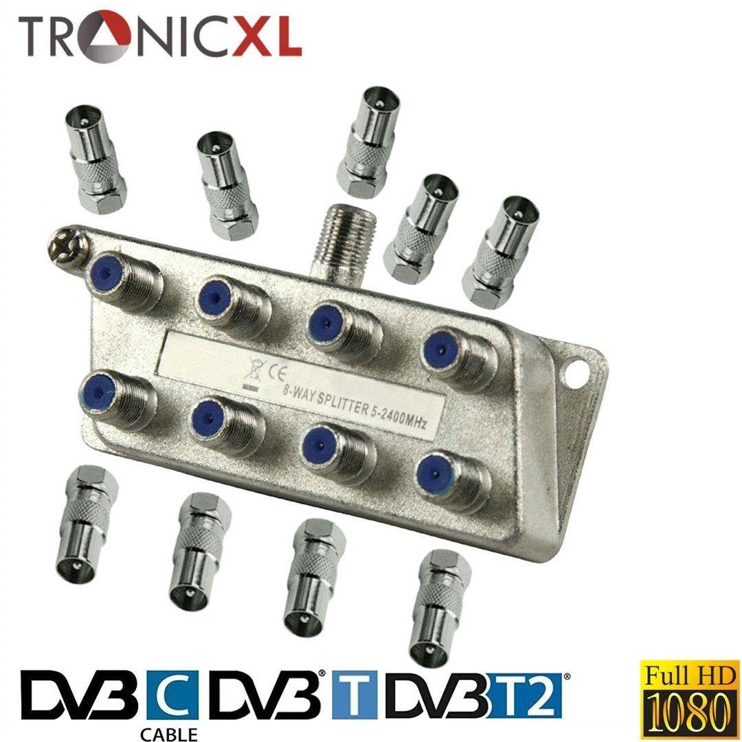 TronicXL SAT-Verteiler TronicXL 8fach BK Verteiler Premium TV Kabel Adapter Antennenverteiler (1-St), Kabelfernsehen DVBC Splitter Weichte HD