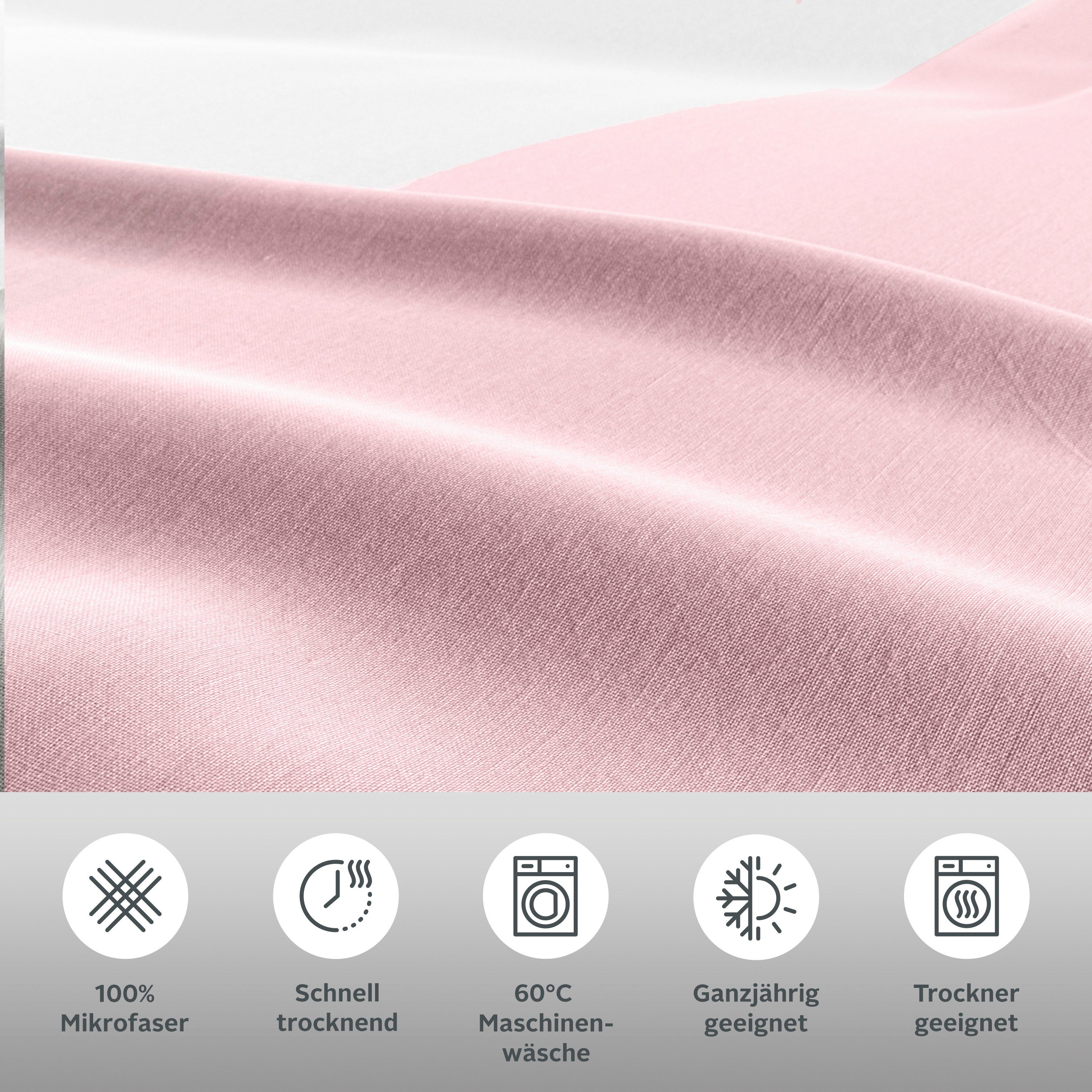 OTTO home Wendebettwäsche Desner2 100% Microfaser, extra weich, allergikerfreundlich, Microfaser, 3 teilig, Premium Qualität, uni, schnell trocknend, pflegeleicht, ab 135x200 cm