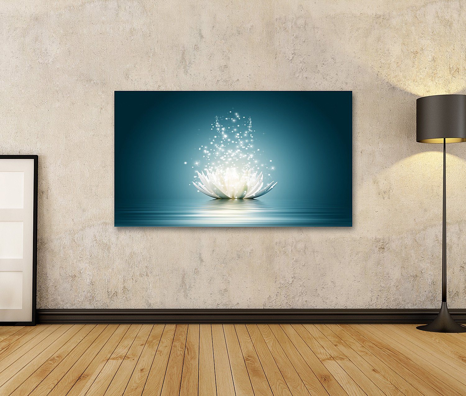 islandburner Leinwandbild Bild auf Leinwand Magie Lotus Blume Wandbild Leinwandbild Wand Bilder
