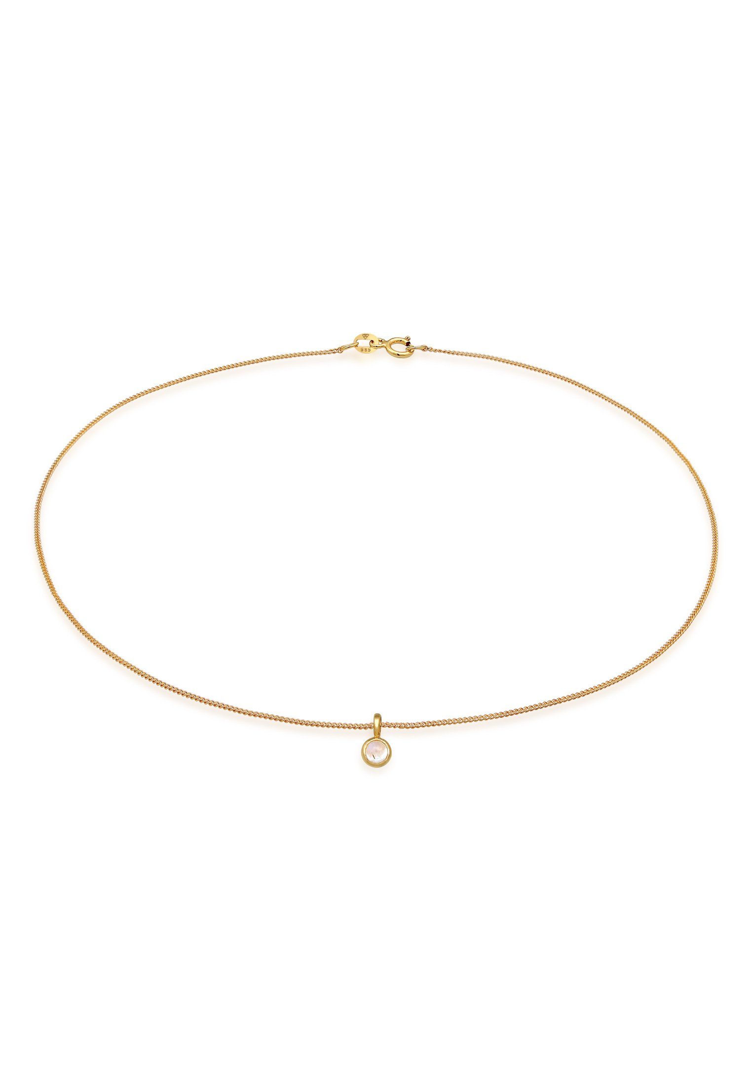 Elli Premium Choker Choker Mondstein Anhänger 585 Gelbgold