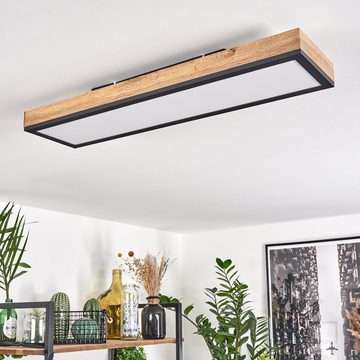 hofstein Deckenleuchte »Vacil« modernes Deckenpanel aus Metall/MDF in Schwarz/Weiß/Holzoptik, 3000 Kelvin, 18 Watt, 1000 Lumen, längliche Deckenlampe in flachem Design