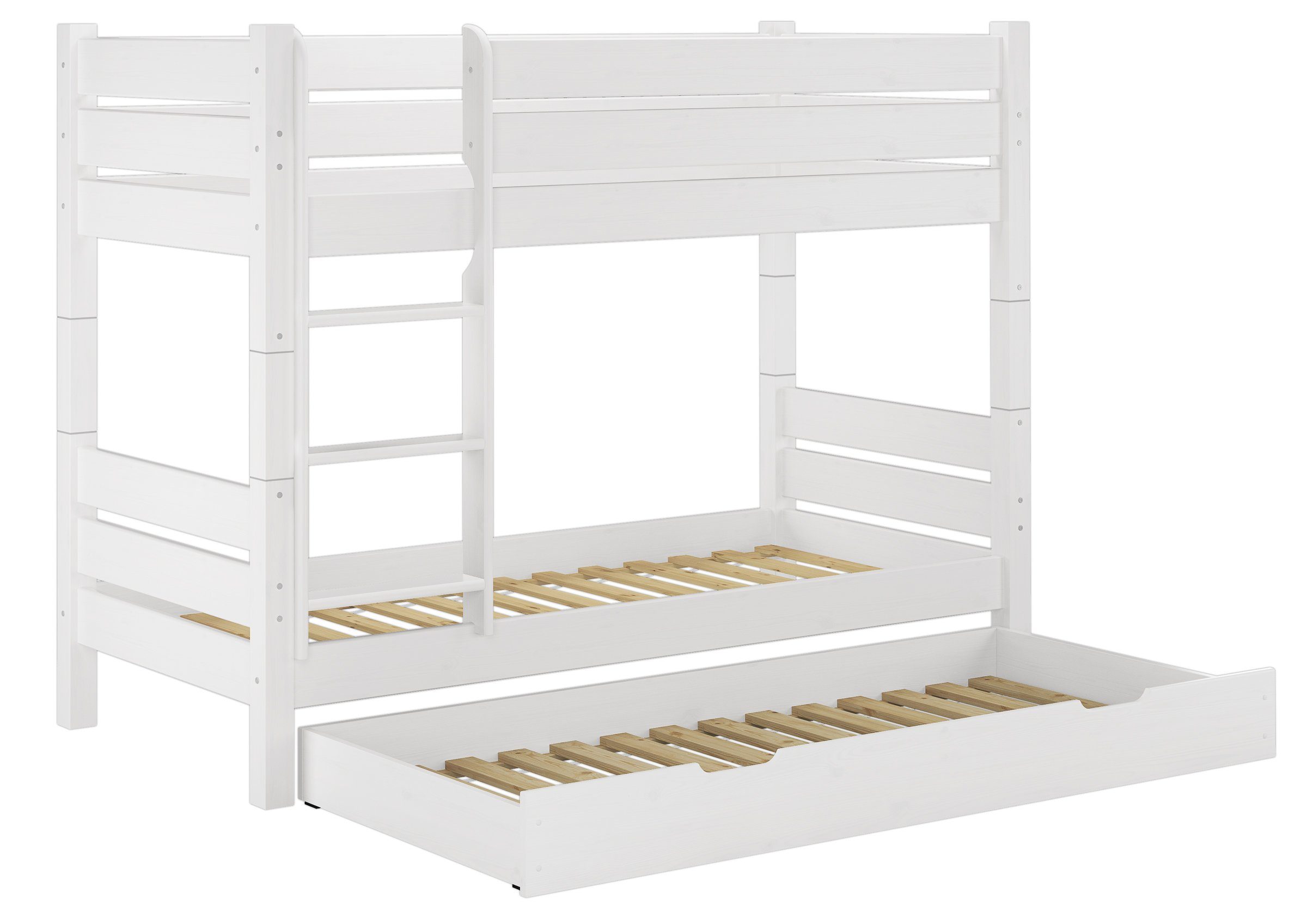 ERST-HOLZ Etagenbett Stockbett für Kinder Weiß 90 x 200 mit Rollrost und Gä günstig online kaufen
