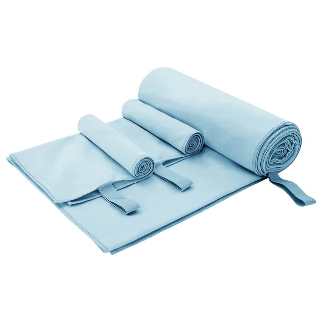 vidaXL Handtuch Sporthandtuch Set 3 Stk. Blau 210 x 100 cm, Polyester und Polyamid (3-St)