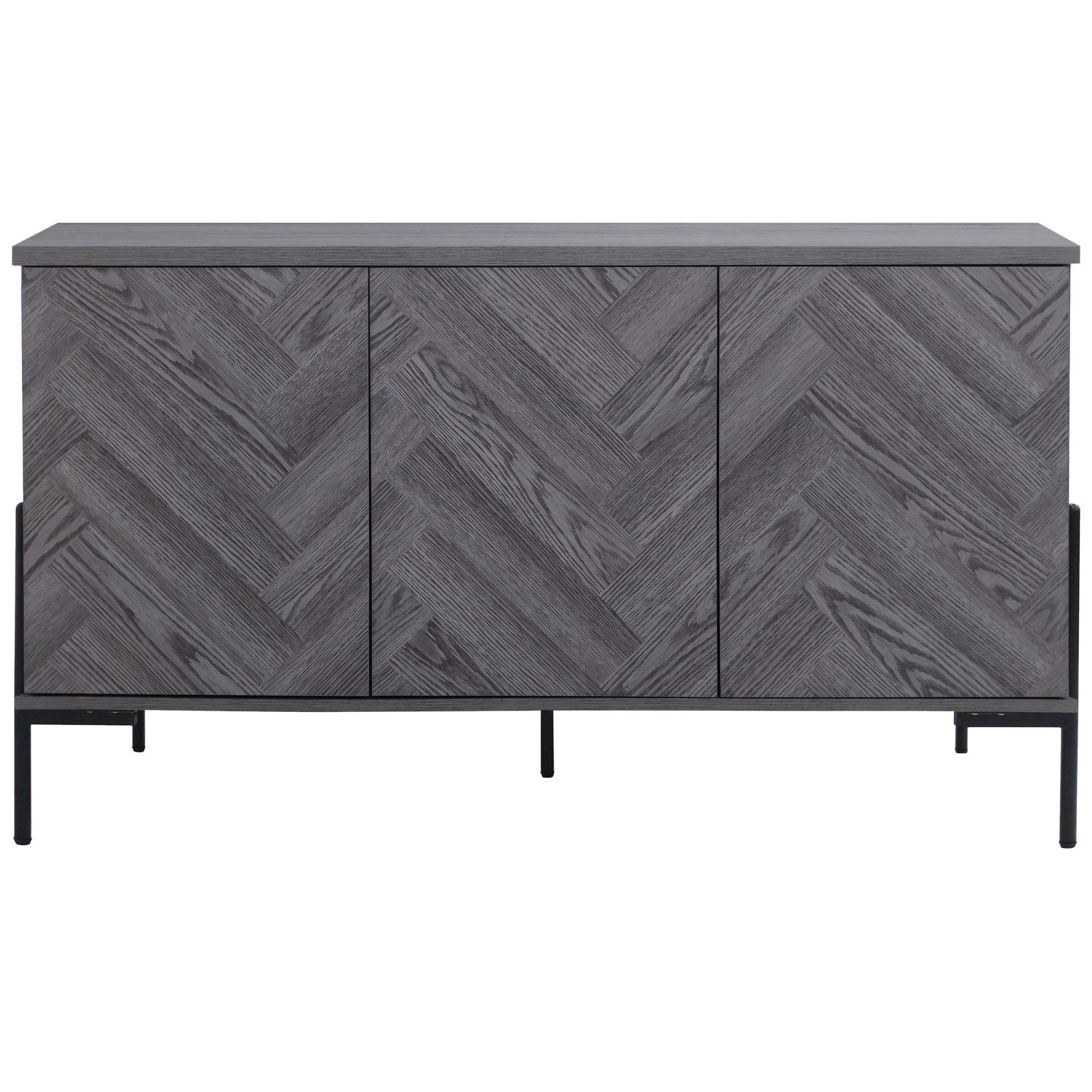 OTTO home Sideboard Eadwine, Kommode, Push-to-open, Türen mit Fischgräten Muster, Breite 130 cm