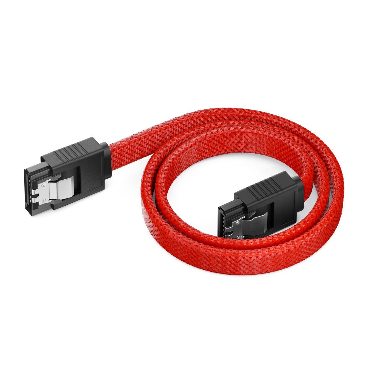 deleyCON deleyCON 60cm SATA 3 Kabel Nylon 6Gbit/s HDD SSD 2 S-ATA L-Stecker Computer-Kabel
