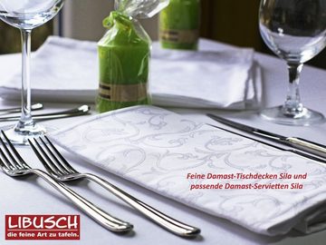 Libusch® Tischdecke DAMAST-Tischdecke SILA, weiß, florales Muster, Größe wählbar (1-tlg), Jacquardgewebe