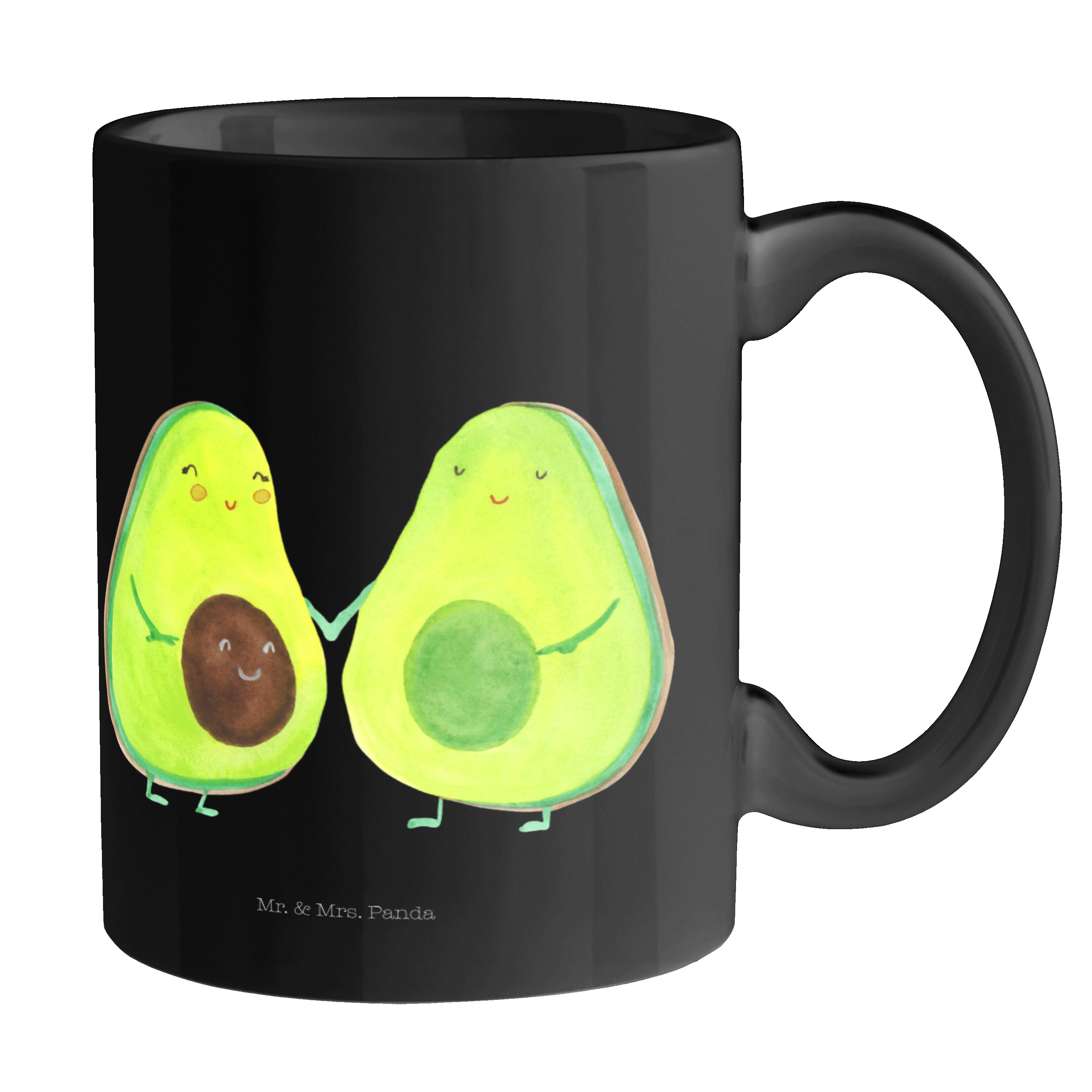 Mr. & Mrs. Panda Tasse Avocado Pärchen - Schwarz - Geschenk, Familie, Porzellantasse, Kerami, Keramik Schwarz