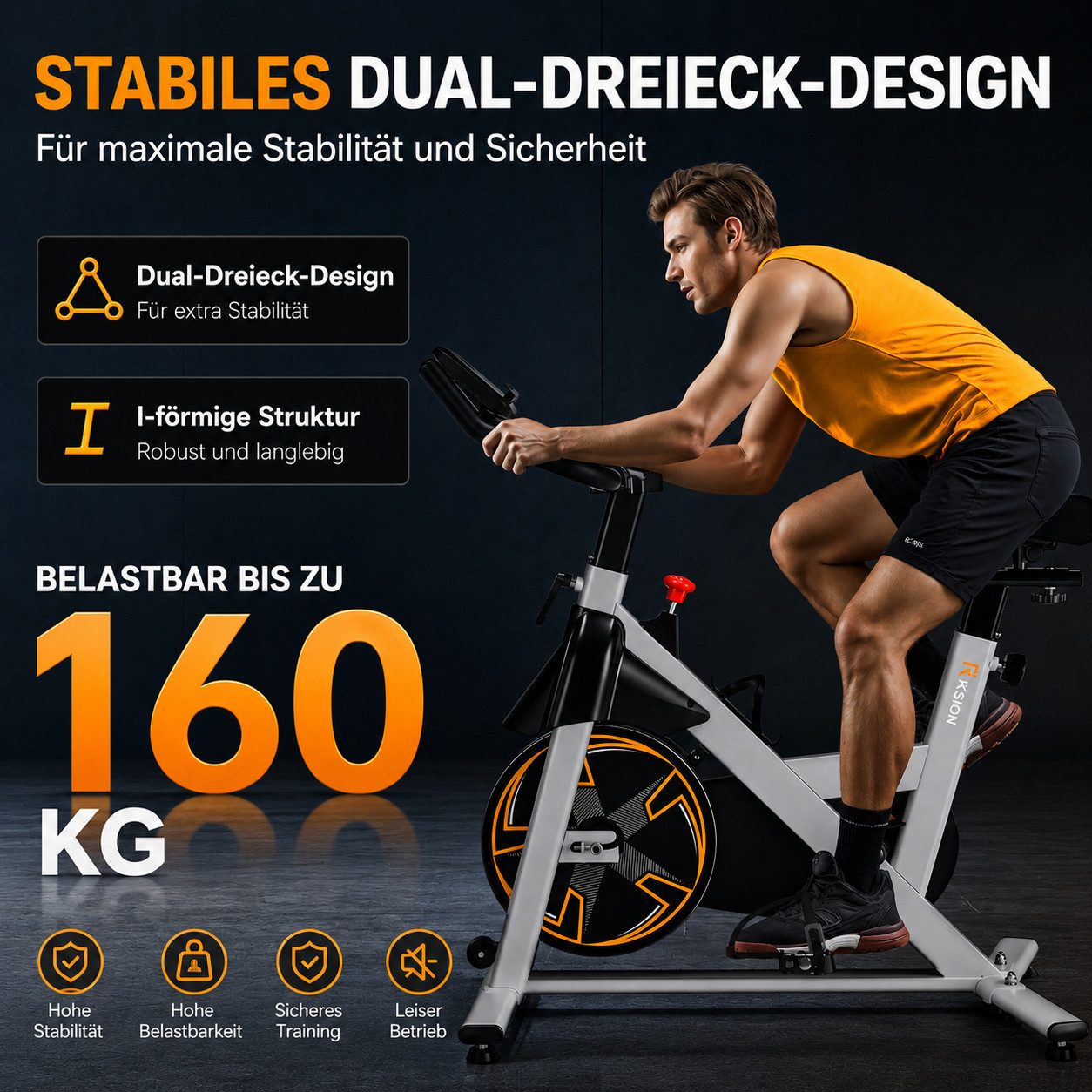 Riksion Heimtrainer mit LCD-Monitor, Magnetwiderstand Stationäres Fahrrad für Zuhause (1-tlg), Indoor Bike mit Flüsterleise, Schweres Schwungrad – Bild 2 von 5