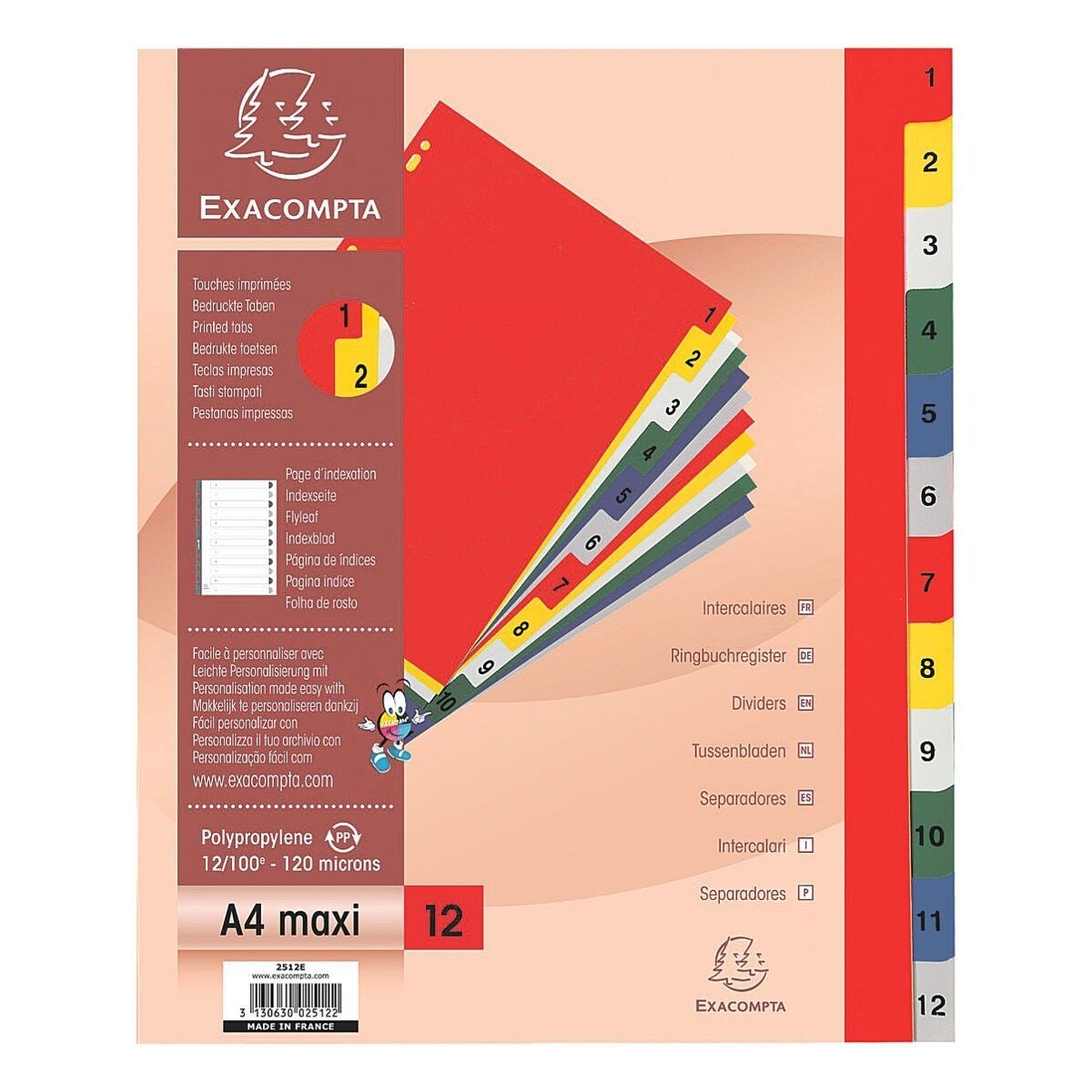 EXACOMPTA Aktenordner, Register 1-12, DIN A4 Maxi, Kunststoff