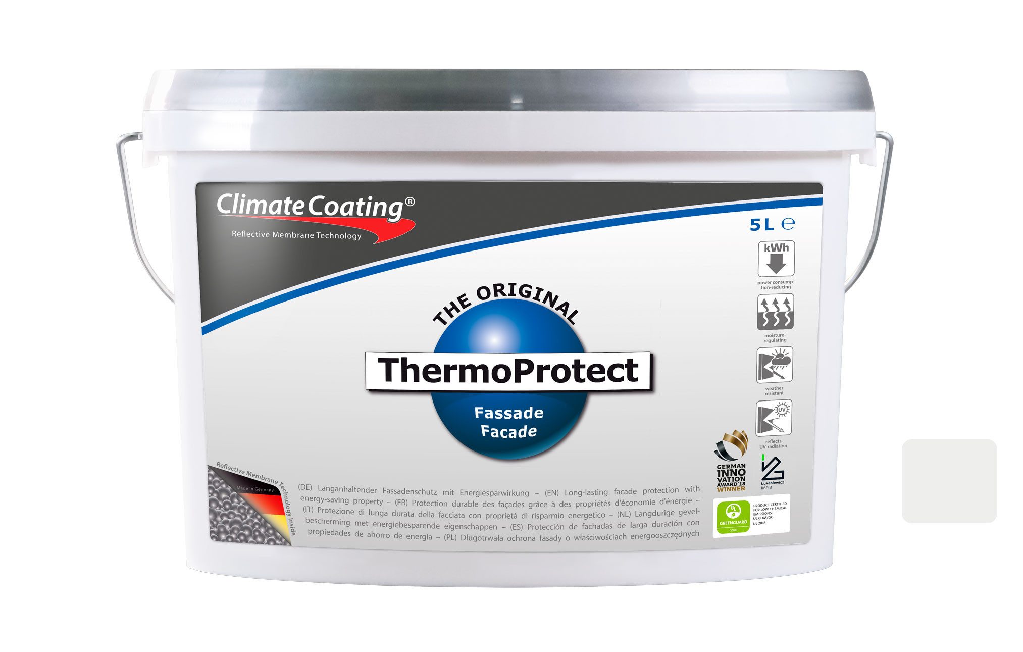 ClimateCoating Fassadenfarbe ThermoProtect, Energiesparfarbe, feuchteregulierend, matt