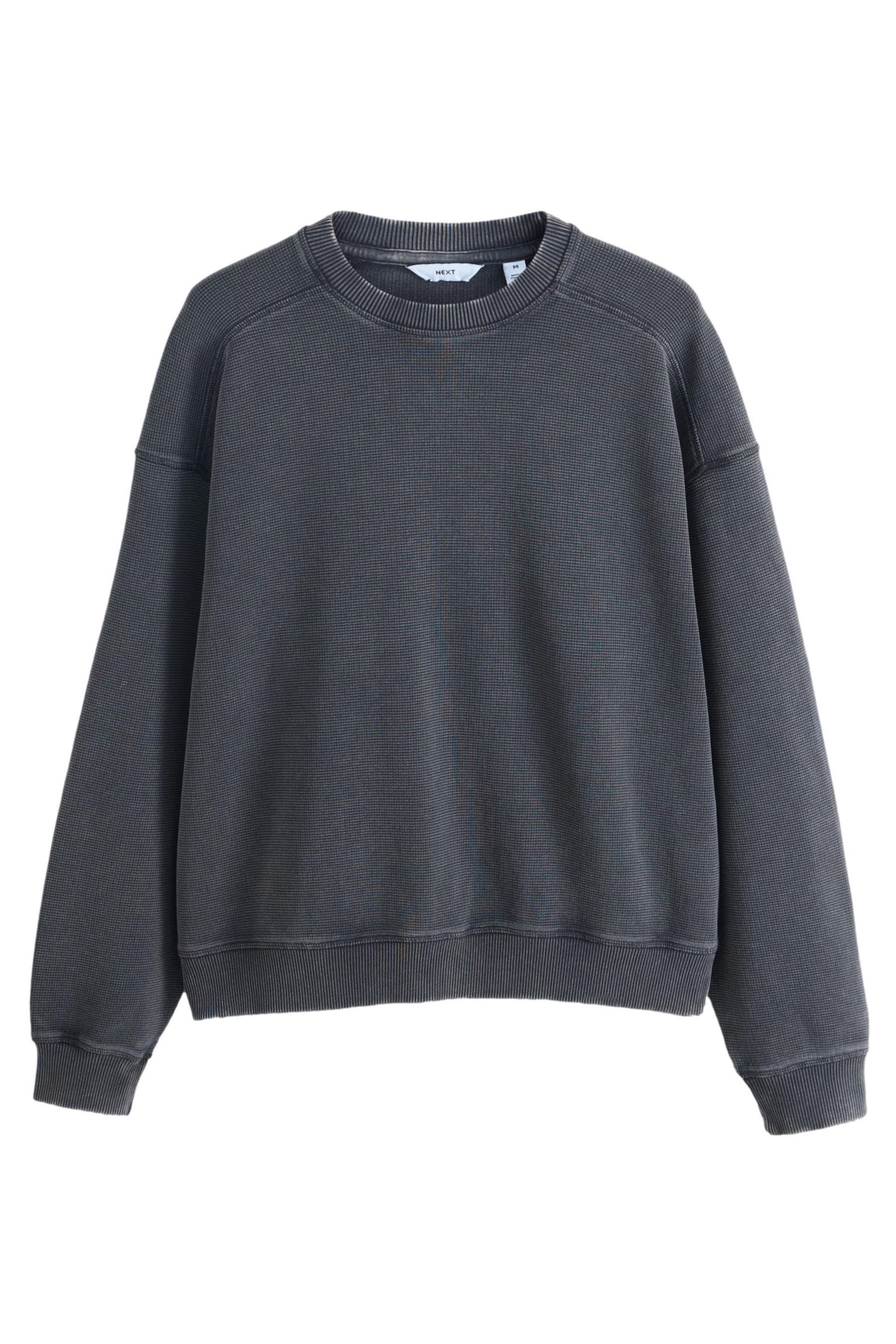 Sweater Kastiges Rundhals-Sweatshirt mit Waffelstruktur