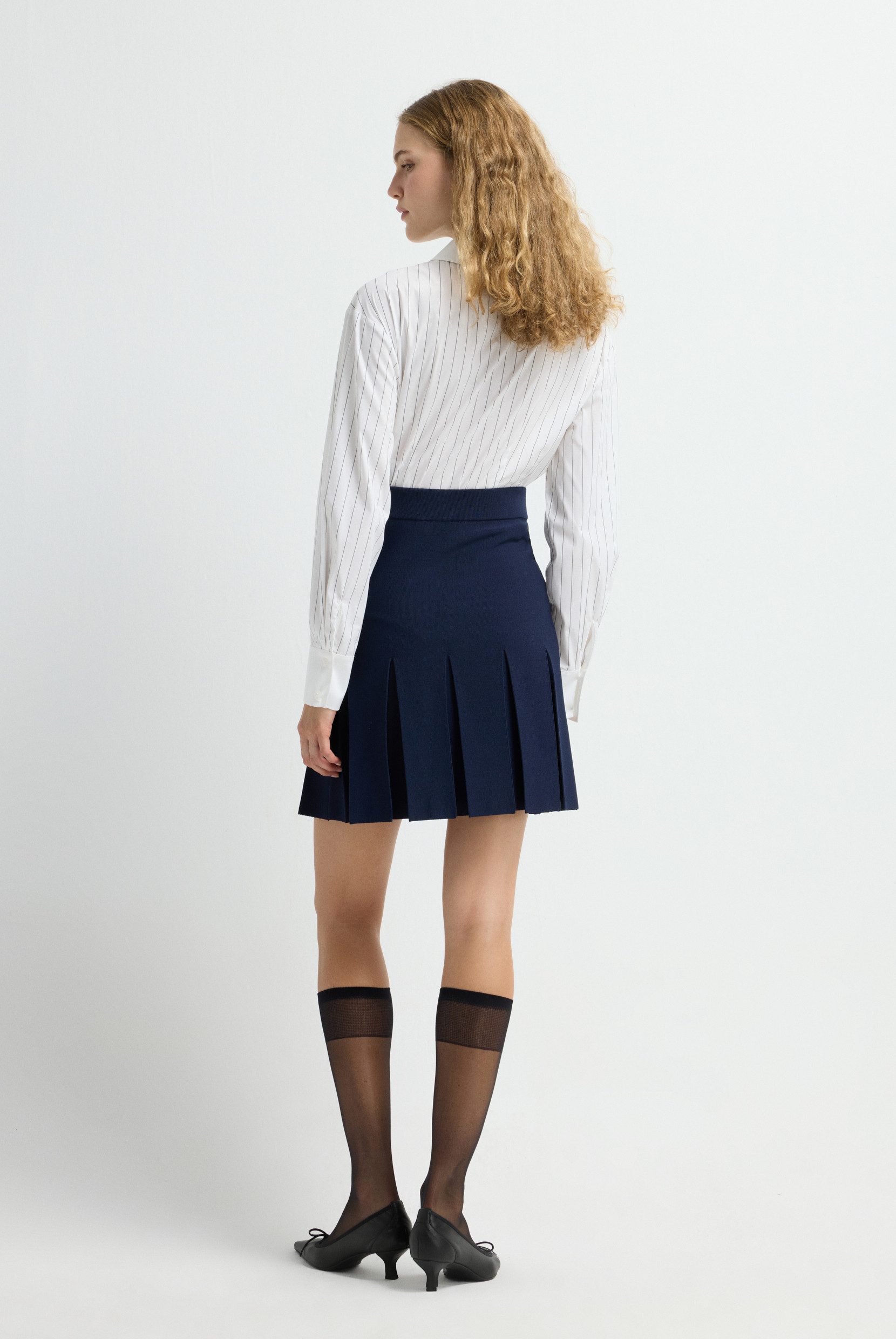 adL Plisseerock Plissierter Mini-Strickrock