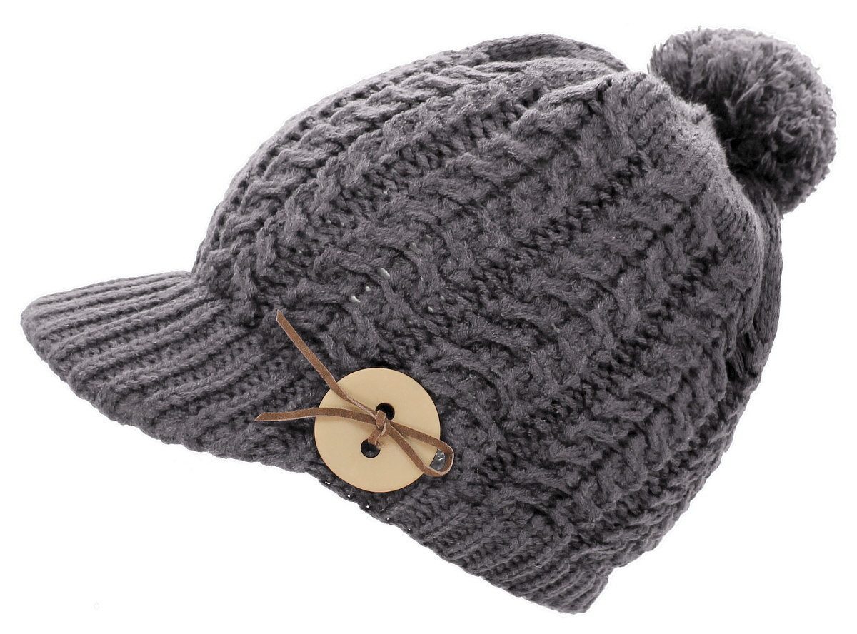 dy_mode Strickmütze Damen Strickmütze mit Schirm & Bommel Wintermütze, unif günstig online kaufen