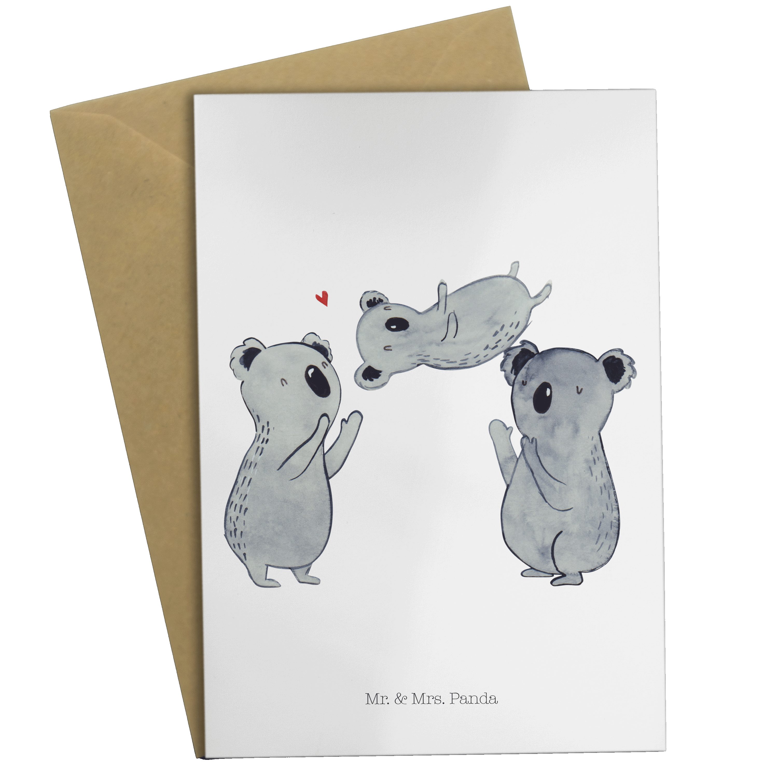 Mr. & Mrs. Panda Geburtstagsgeschenk, Grußkarte Sich Weiß - Koala Partyhüte Geschenk, - Feiern