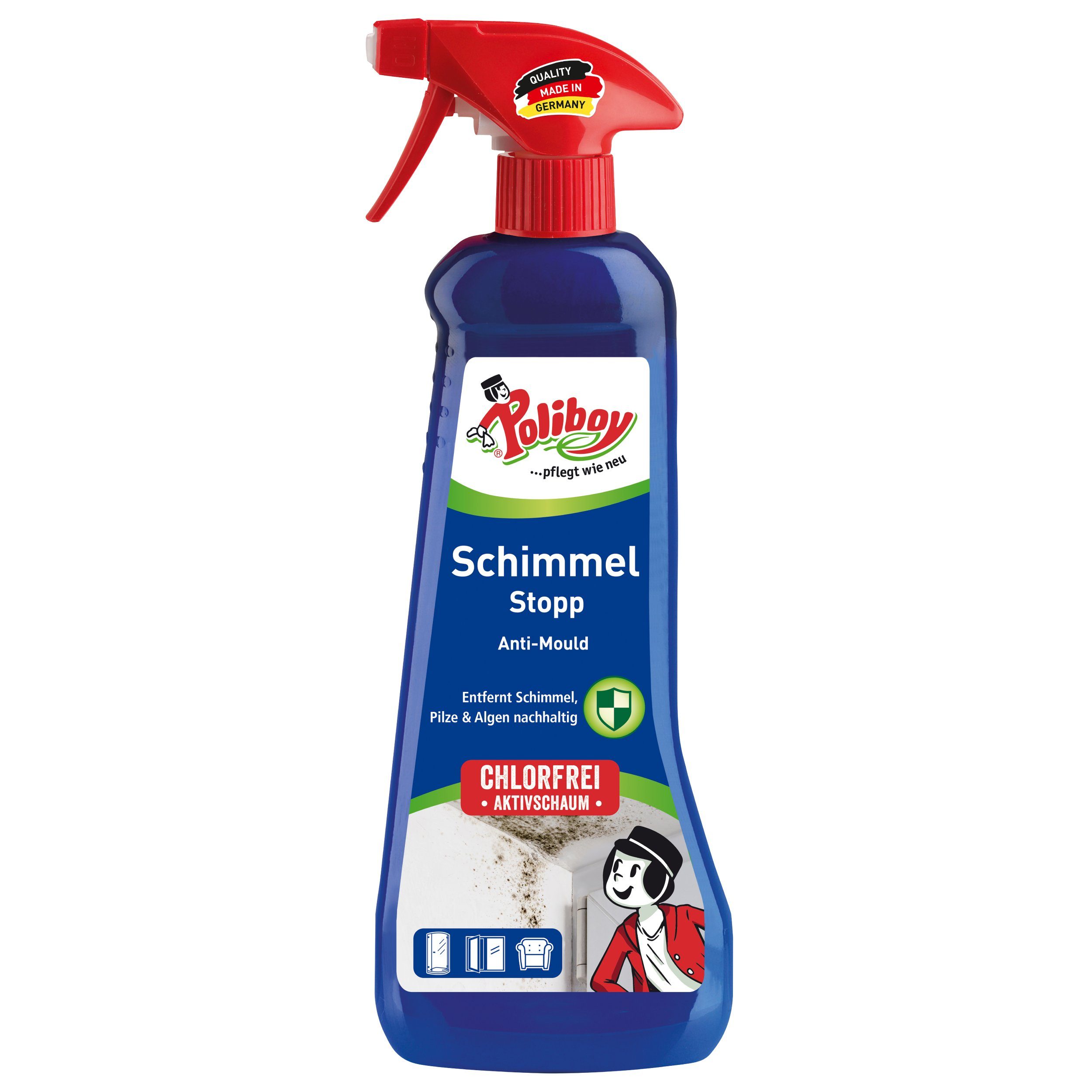 poliboy Schimmel Stopp – 500 ml – Schimmelentferner (beseitigt Schimmel von allen Oberflächen – Made in Germany)