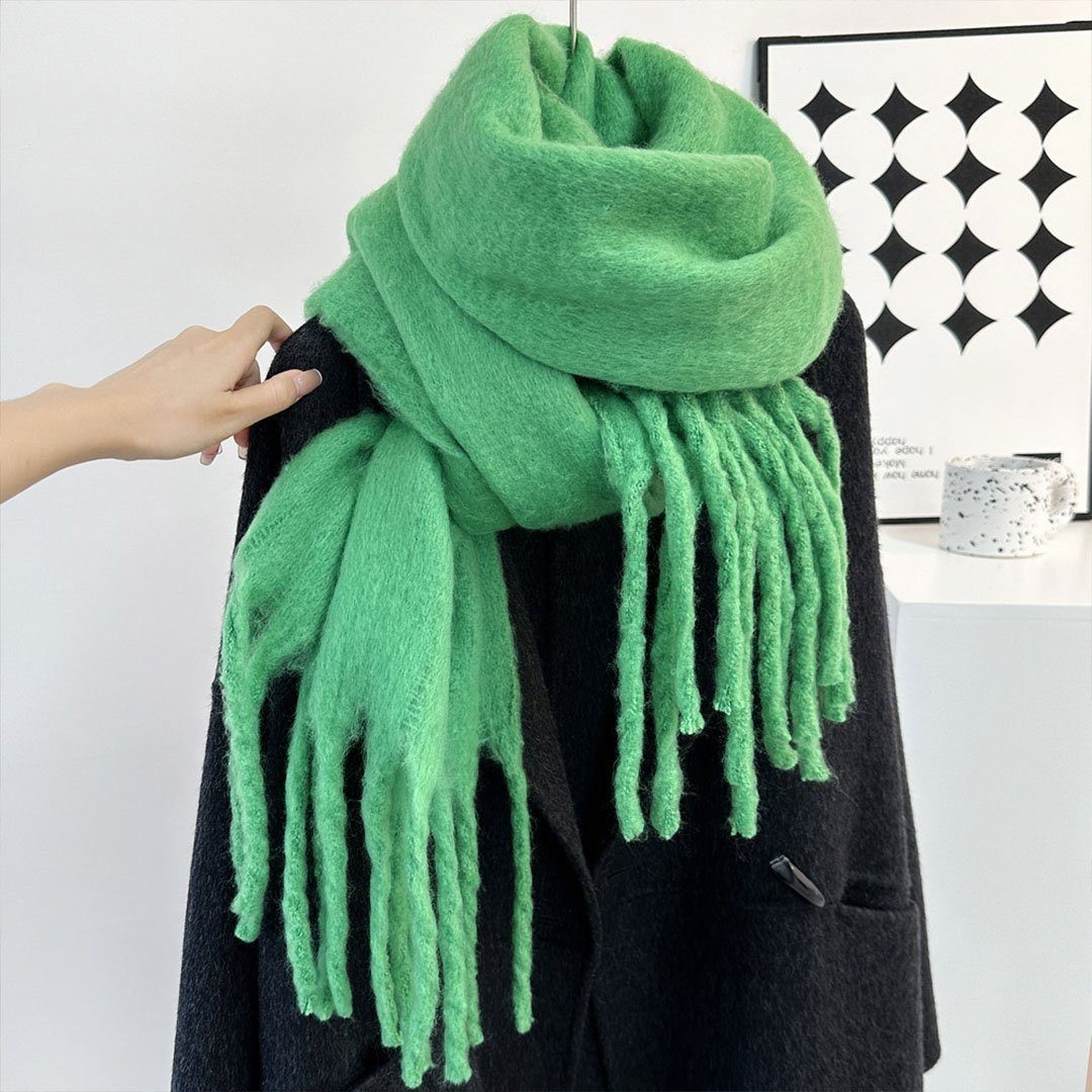 AUKUU Schal Halstuch Winterlicher vielseitiger Schal für Damen, Schal, mit, (Quasten) Grün