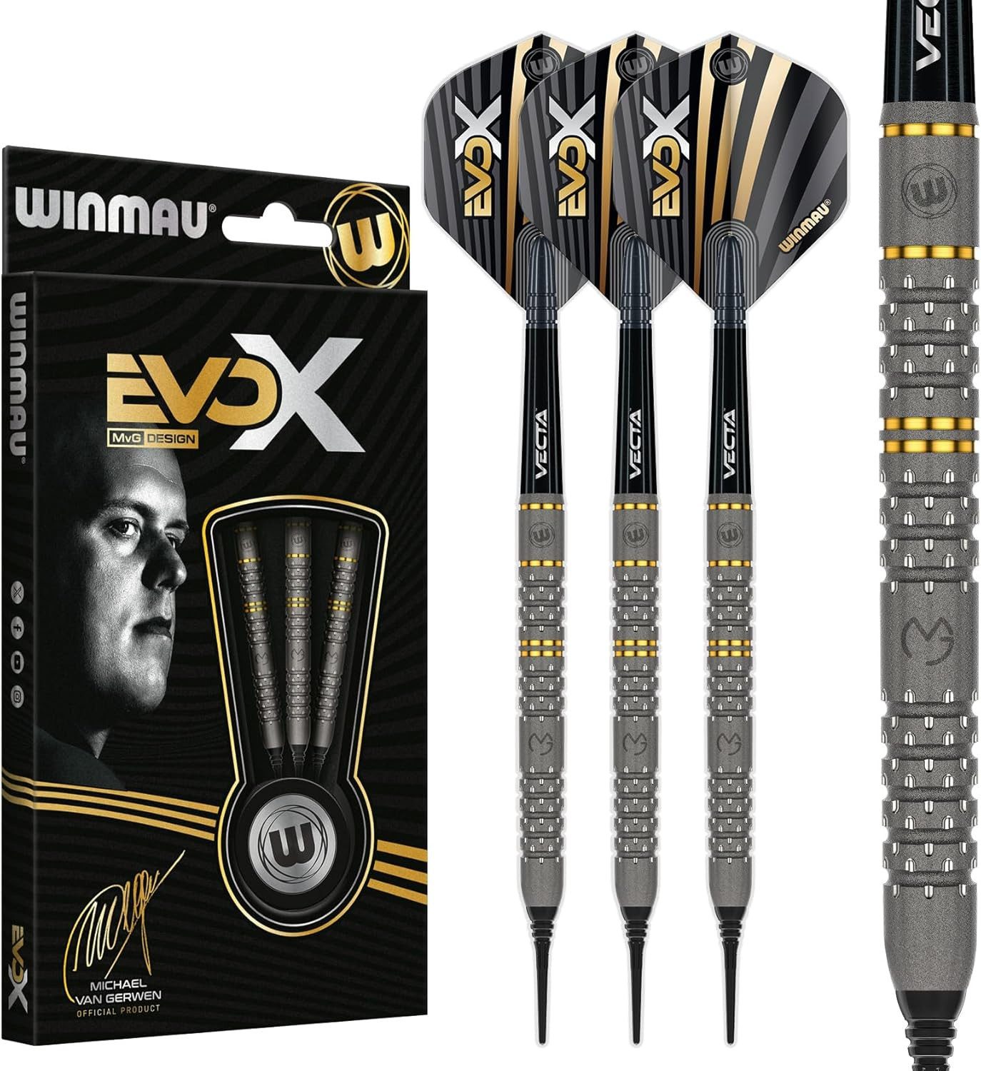 TARGET DARTS Dartpfeil Michael Van Gerwen EvoX 18g Barrel / 20g volles Gewicht, Softdarts-Set