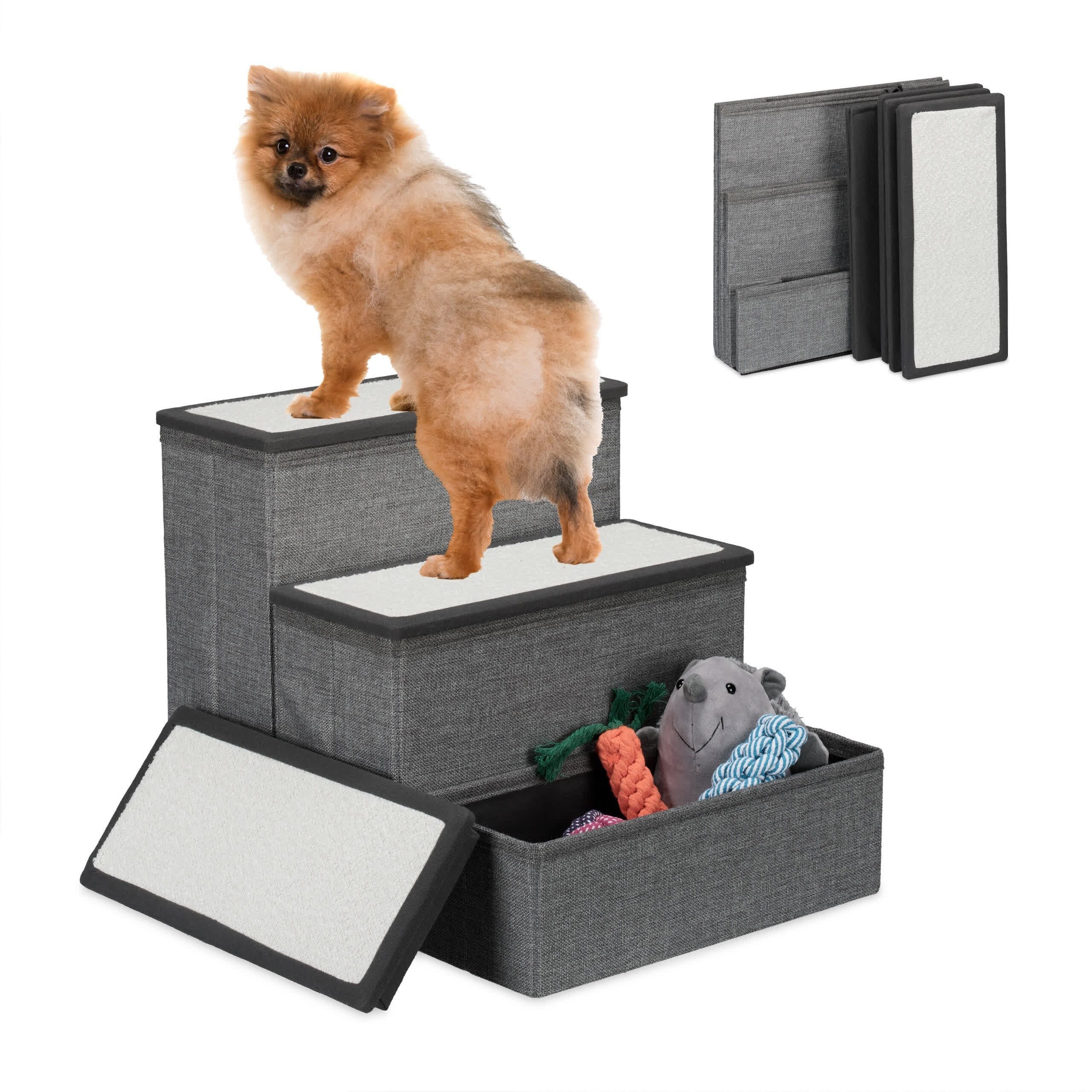 relaxdays Haustiertreppe Faltbare Hundetreppe 3 Stufen günstig online kaufen