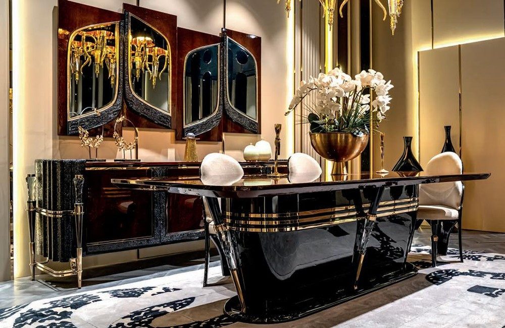 JVmoebel Esszimmer-Set Esszimmer Set 3tlg Esstisch Sideboard Spiegel Moderne Möbel, Made in Europa