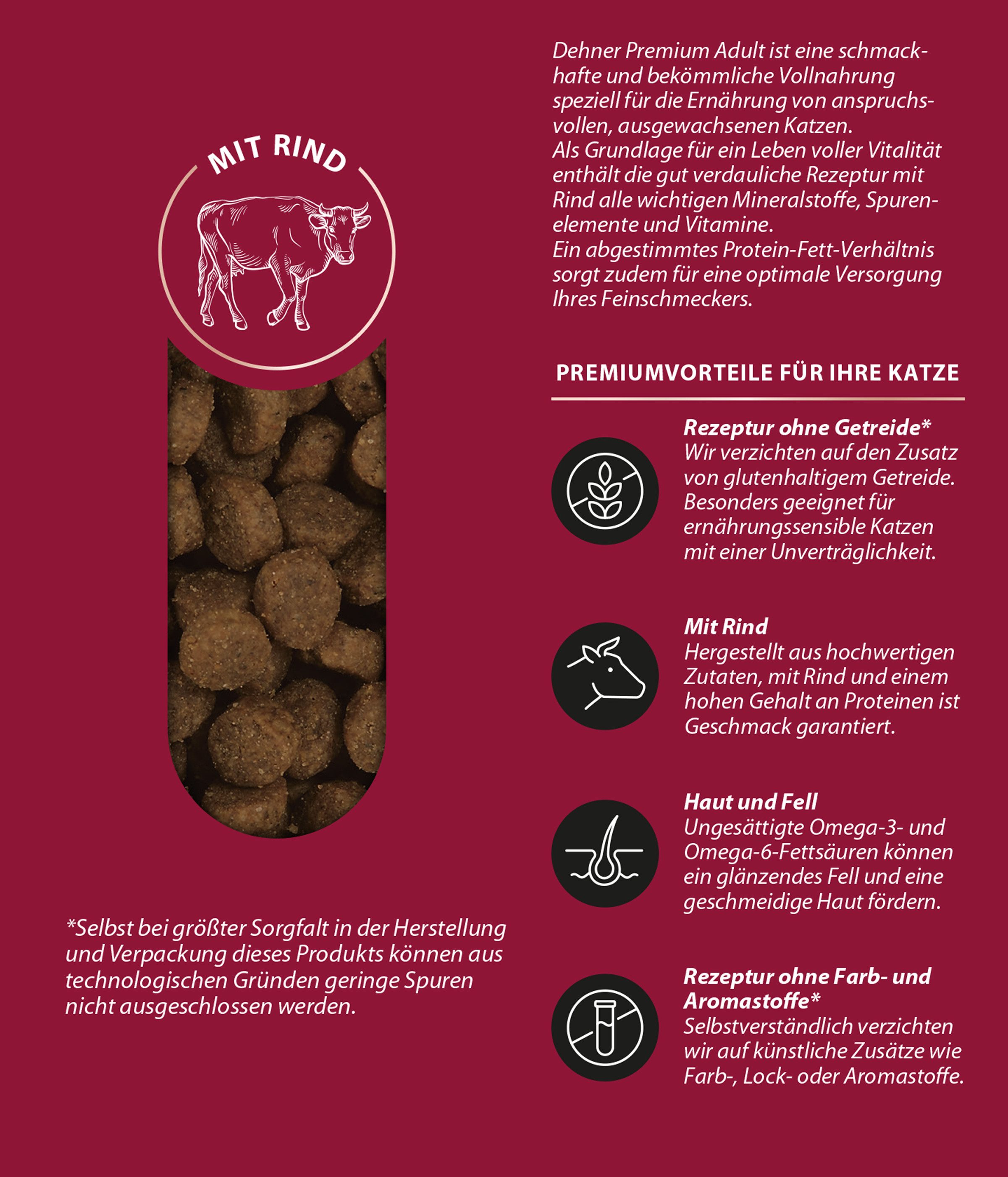 Dehner Trockenfutter, Adult, Forelle und Rind, 2 kg Rind, Trockenfutter für: Katze