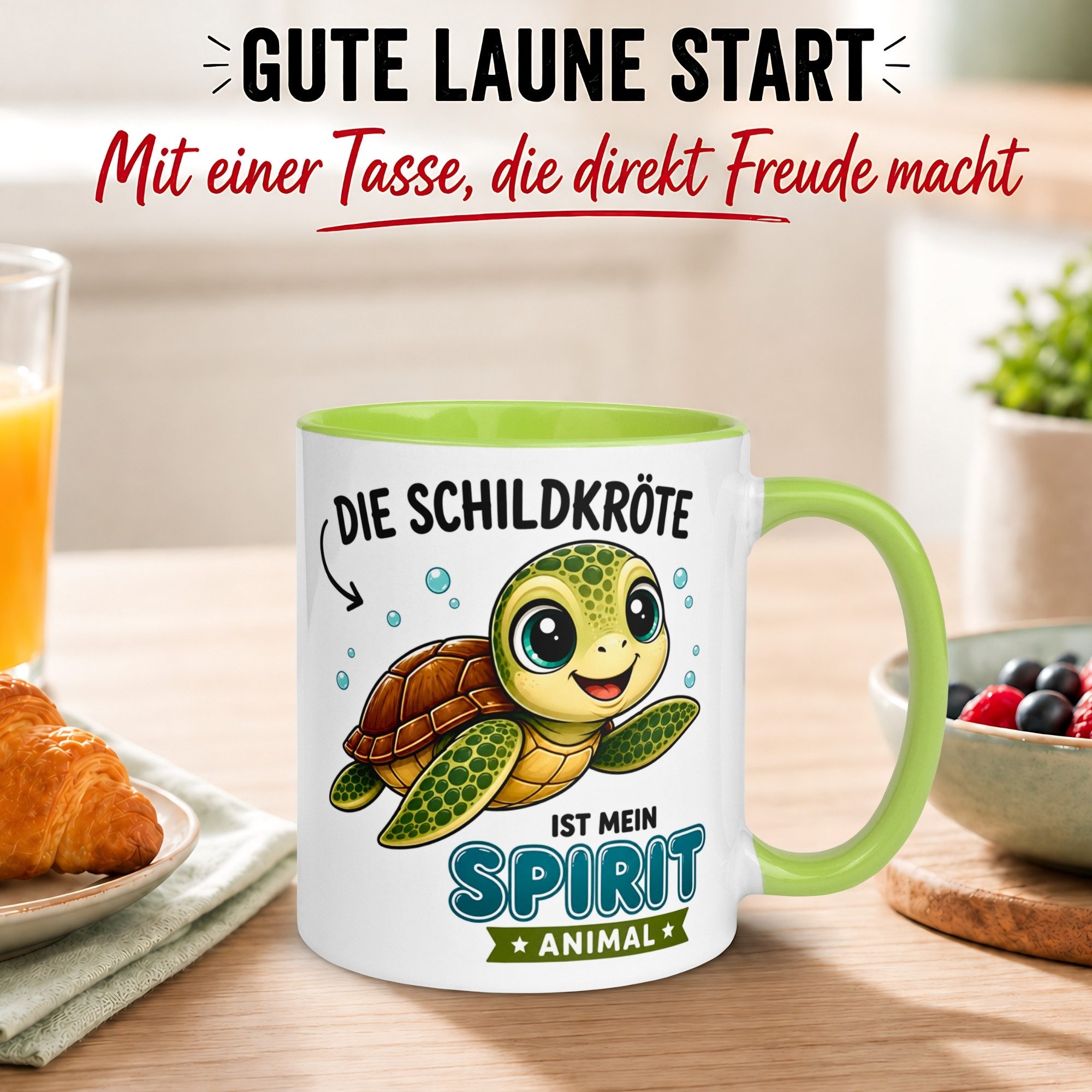 Momentals Tasse Spirit Animal – „Die Schildkröte ist mein Spirit Animal“, Gratis Versand · Links-&Rechtshänder · Spülmaschinenfest