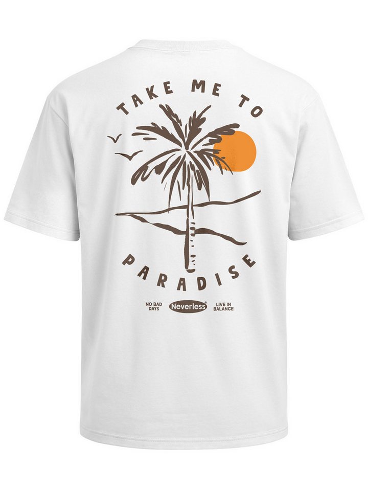 Neverless Oversize-Shirt Herren T-Shirt - Take me to Paradise - Relaxed Fit Sommer Fashion mit Print