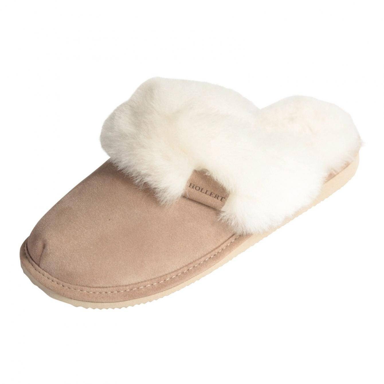 Hollert Pantoffel Damen Puschen Malibu Hausschuhe Merino Schaffell Echtleder