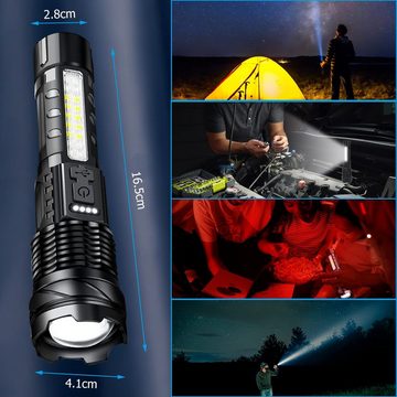 Welikera Taschenlampe 30W Taschenlampe, taktische LED-Taschenlampe, 7 Lichtmodi, Wasserdicht