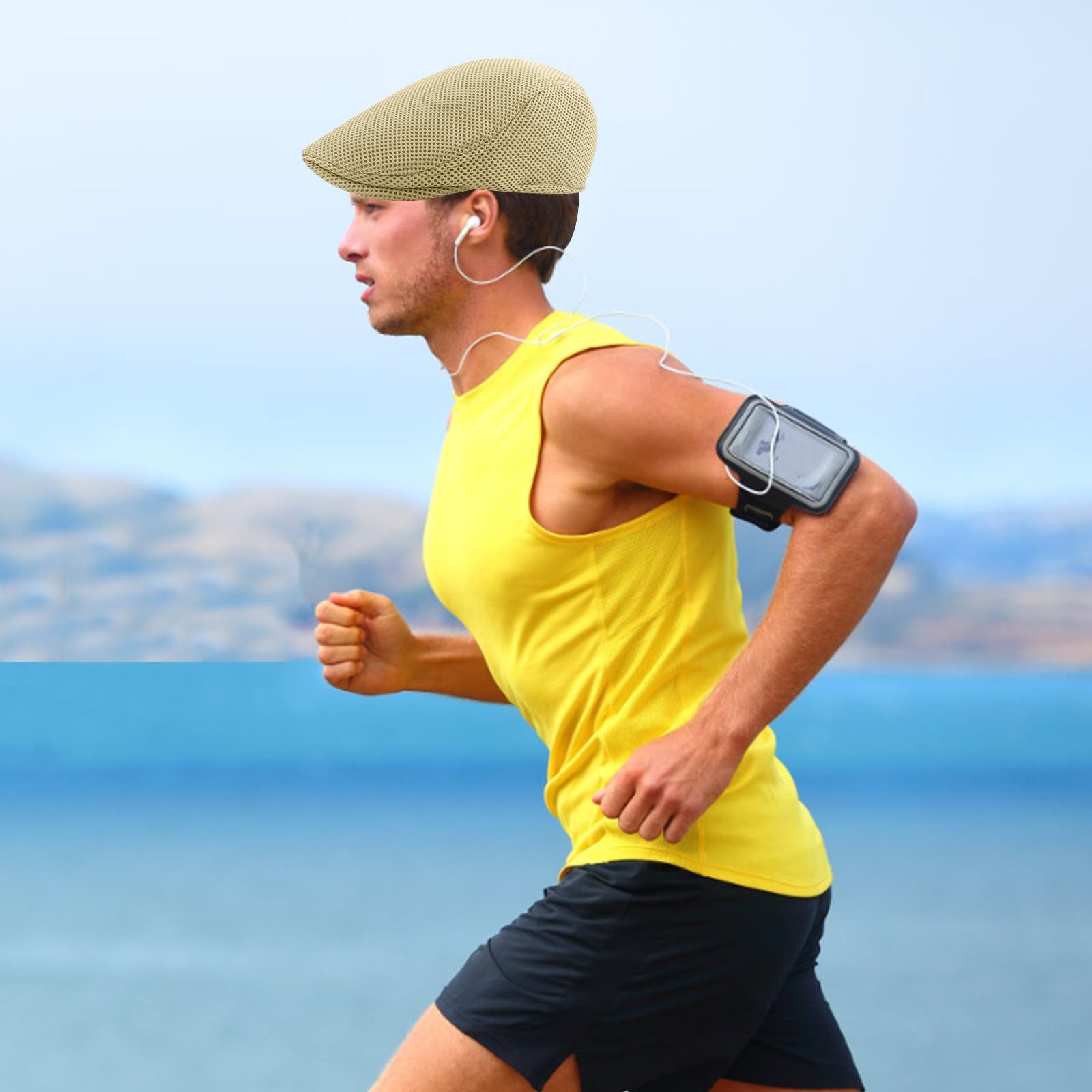 Zaewry Flat Cap Herren Atmungsaktive Mesh-Sommermütze Verstellbare Schiebermütze Baskenmütze Ivy Cap Cabbie Flat Cap