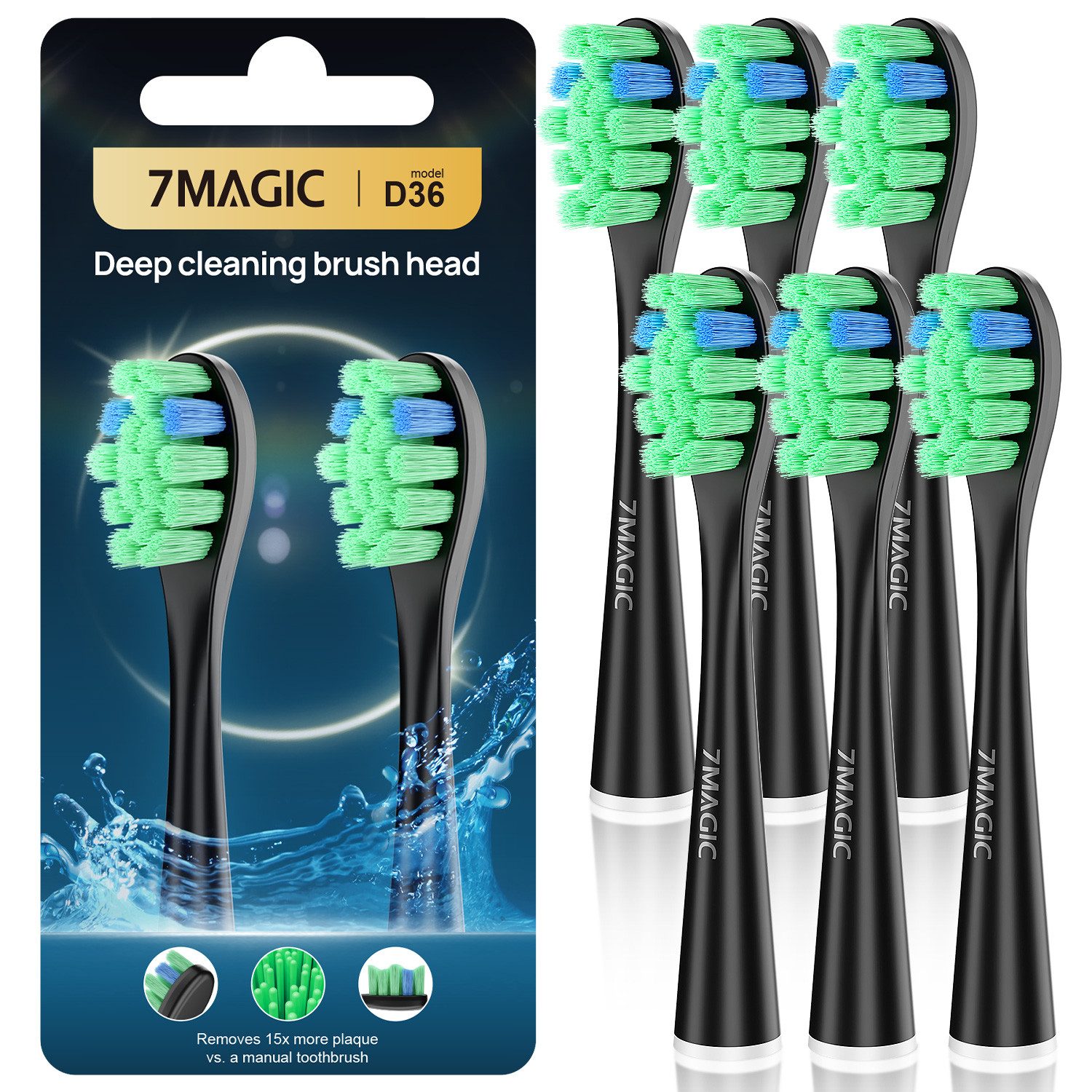 MCURO Aufsteckbürsten D36 Tiefenreinigung Aufsteckbürsten für D36 Elektrischen Zahnbürste, 2er Set, Arbeitet mit Precision Clean, 3D Whitening, Sensitive Clean, U-förmige Borsten, Standardgröße,Ersatzbürsten für tägliche Reinigung