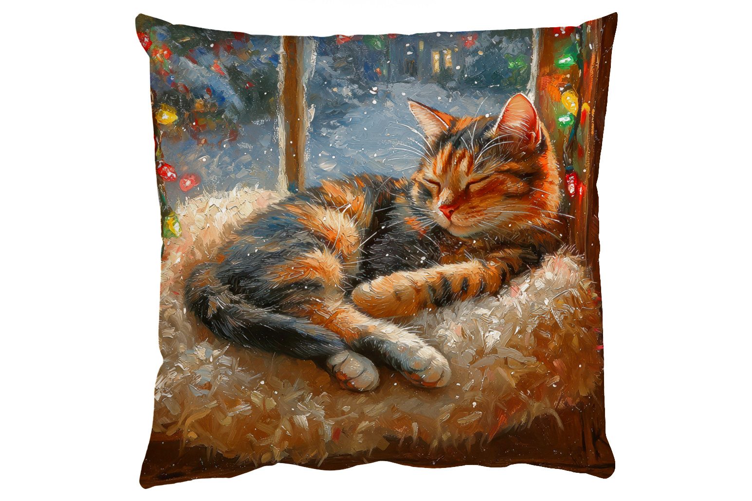 MuchoWow Dekokissen Katze - Weihnachten - Winter - Tier, Zierkissen mit Fül günstig online kaufen