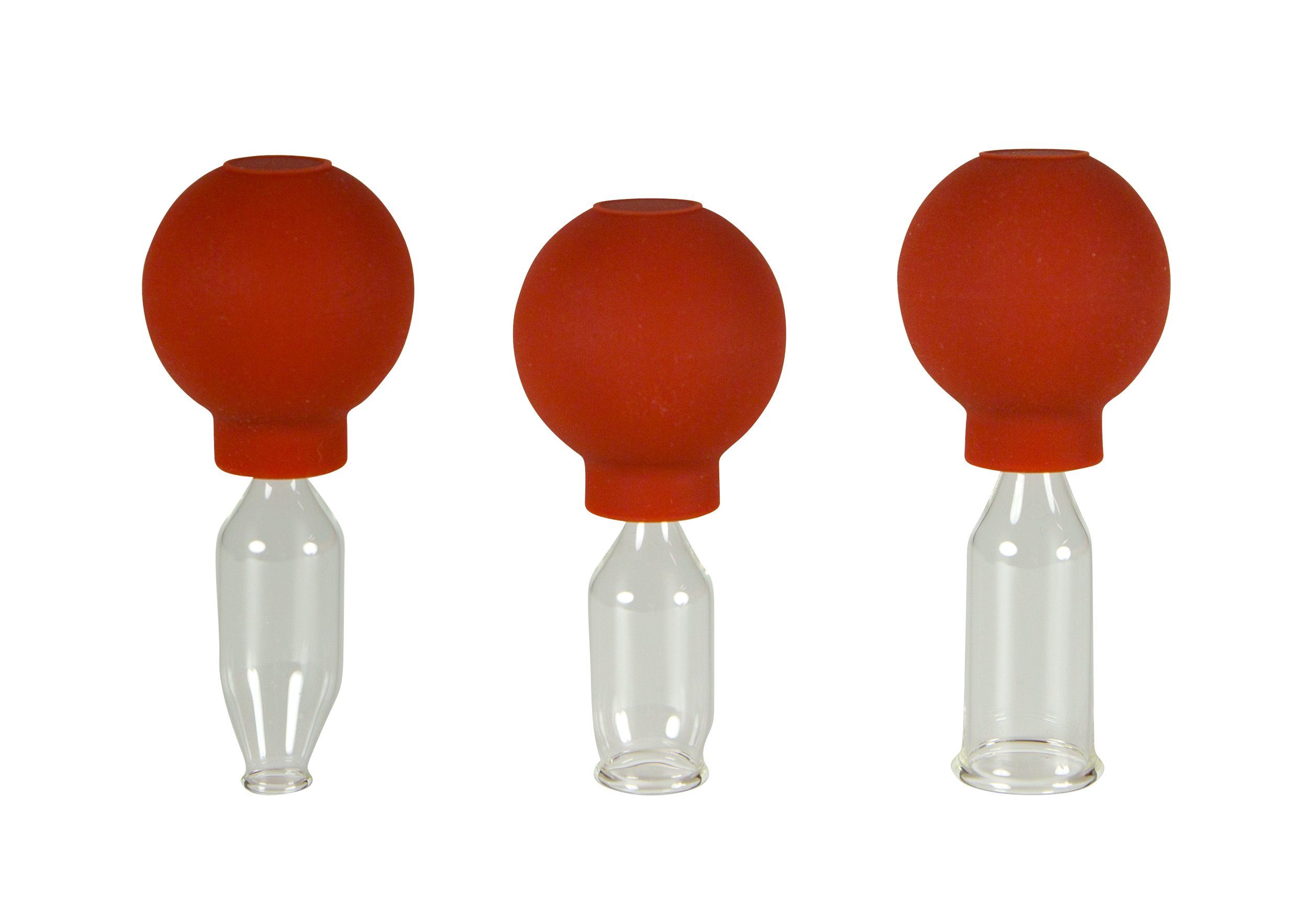 Lauschaer Glas Massagegerät Schröpfglas Schröpfgläser mit Saugball in vielen Größen aus Glas, 3-tlg.