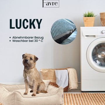 FAVRE Tierbett Hundebett Lucky mit abnehmbarem, waschbarem Cord-Bezug, 100% Polyester, verschiedene Größen, Gratis Kopfkissen