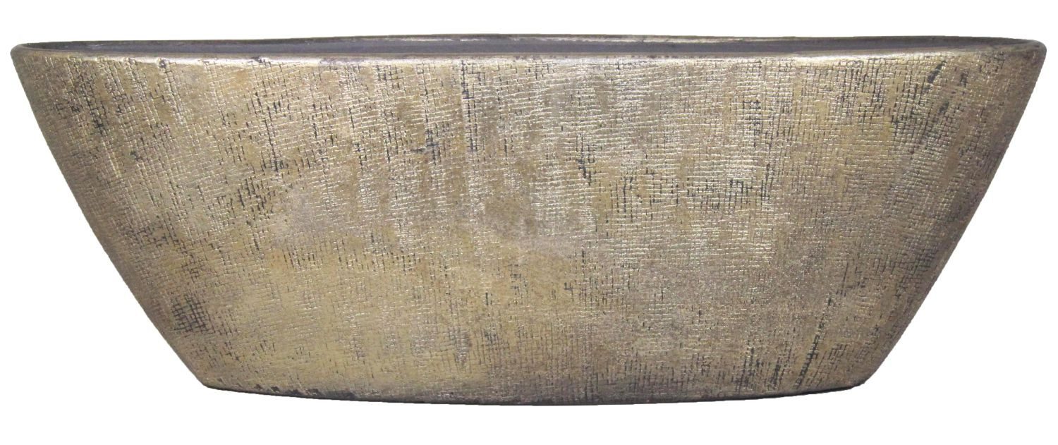 INNA-Glas Dekoschale Schiffchen Keramik Schale mit Maserung, Gold, 68x19x24 cm