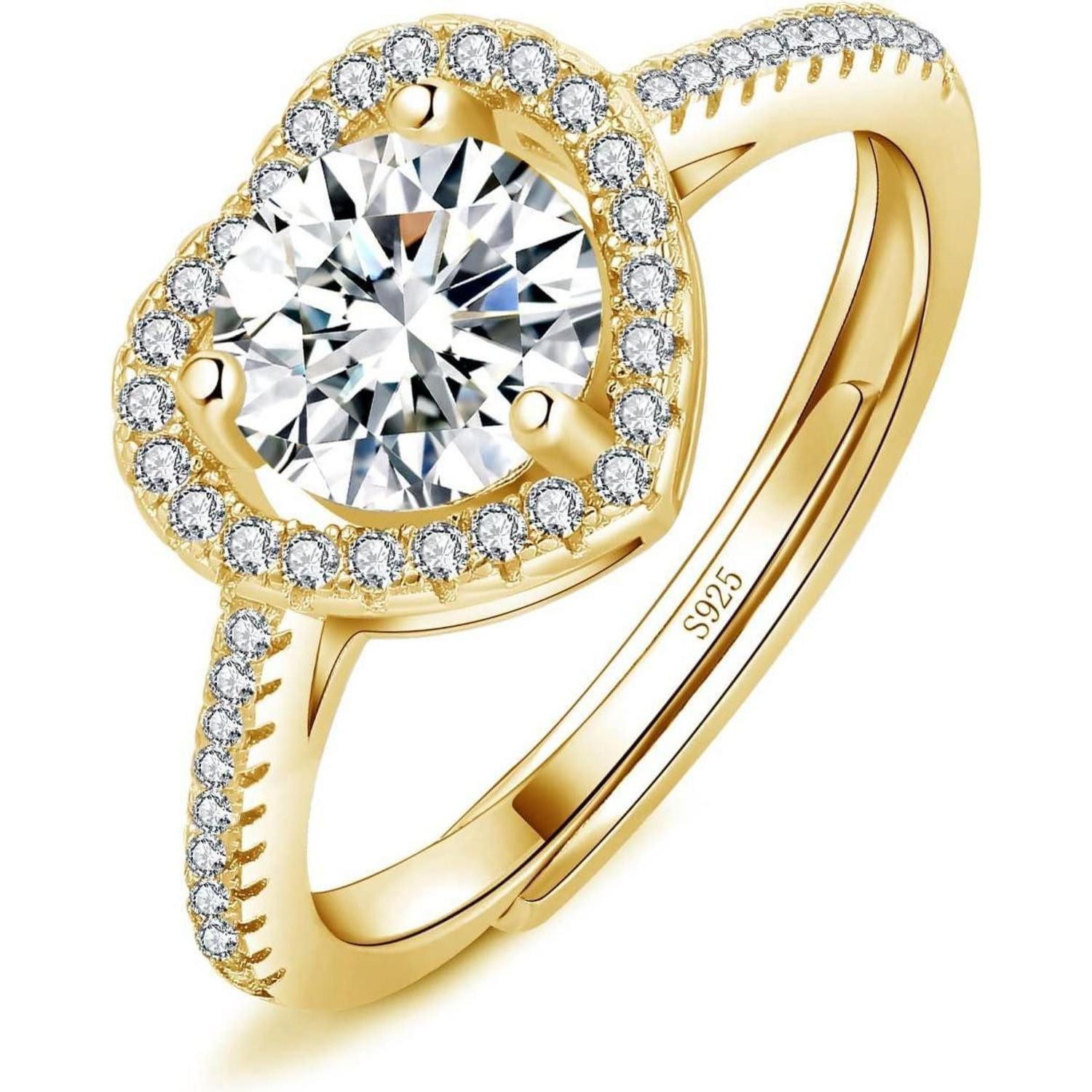 LuxusKollektion Verlobungsring Ringe Damen Silber 925 Trauringe Verlobungsringe Zirkonia Herz Gold