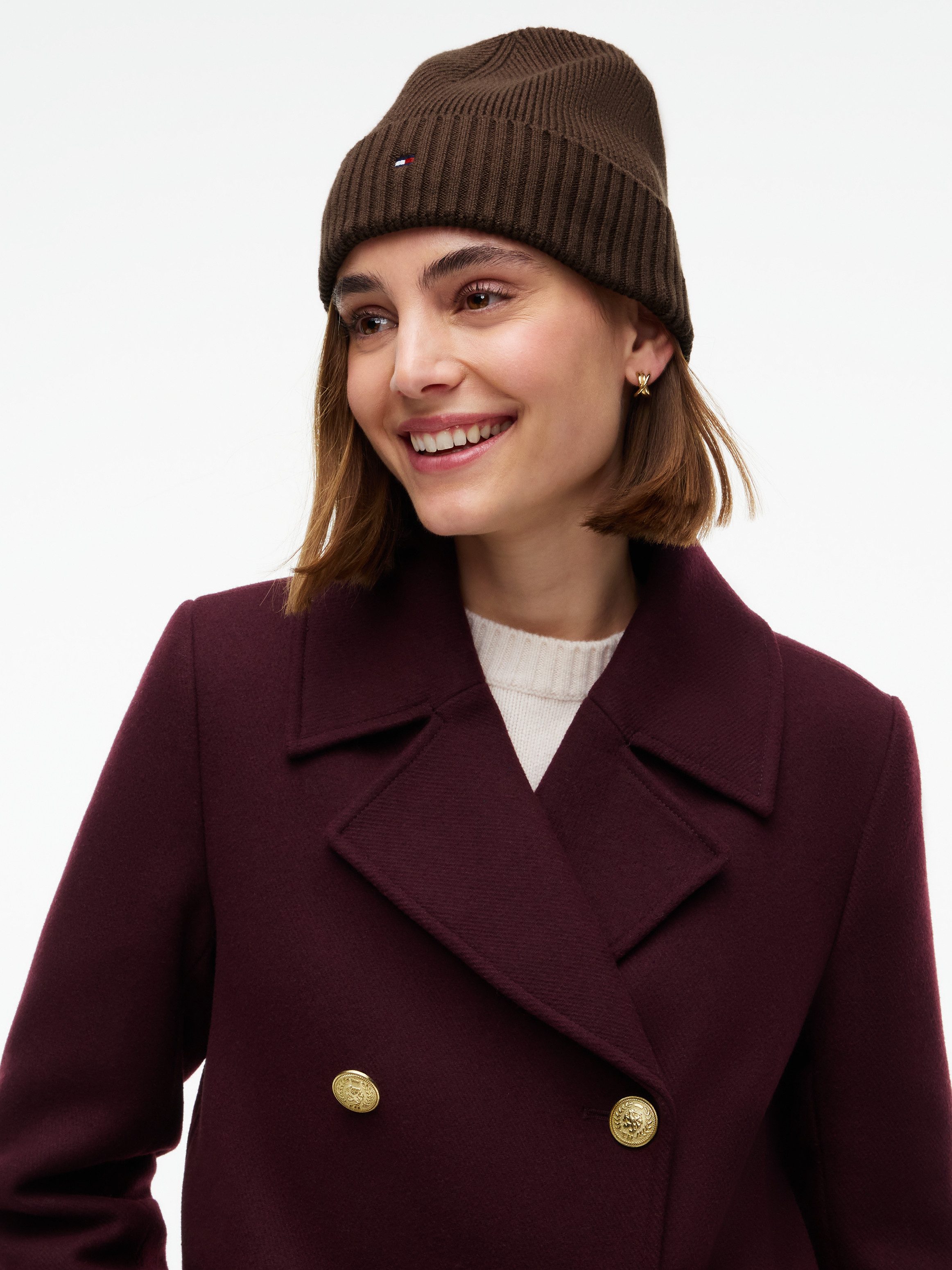 Tommy Hilfiger Strickmütze TH FLAG PIMA COTTON BEANIE Beanie mit Logostickerei, mit Kaschmiranteil Unisex