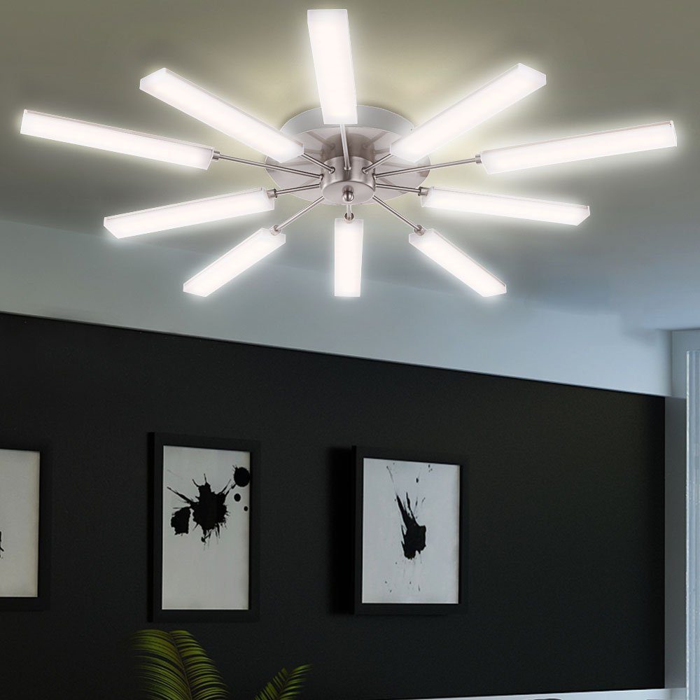 GLOBO LIGHTING LED Deckenleuchte, LED-Leuchtmittel fest verbaut, Warmweiß, Deckenleuchte Deckenlampe Designleuchte 10 Flammig Nickel matt LED