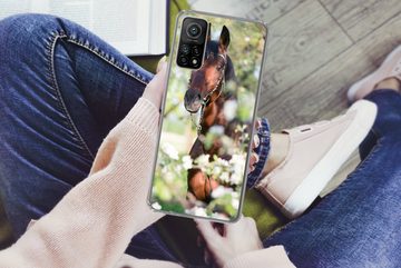 MuchoWow Handyhülle Pferde - Blüte - Frühling - Tiere, Phone Case, Handyhülle Xiaomi Mi 10T, Silikon, Schutzhülle